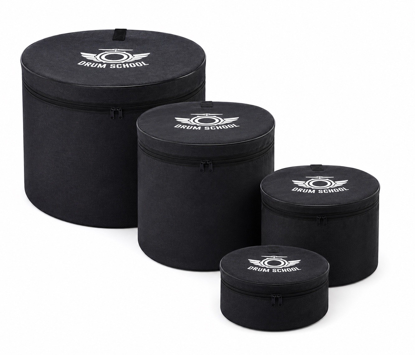 4-Piece Drum Bag Set Soft Carry Cases Black w/ Shoulder Strap