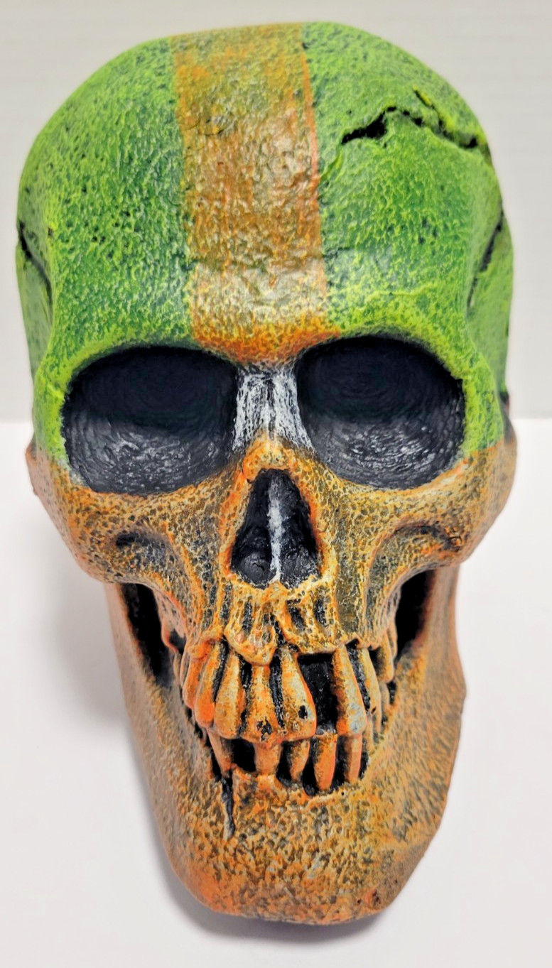 Rubie's Gruesome Graveyards Green, Orange Skull Prop App. 6" x 8" NEW!!