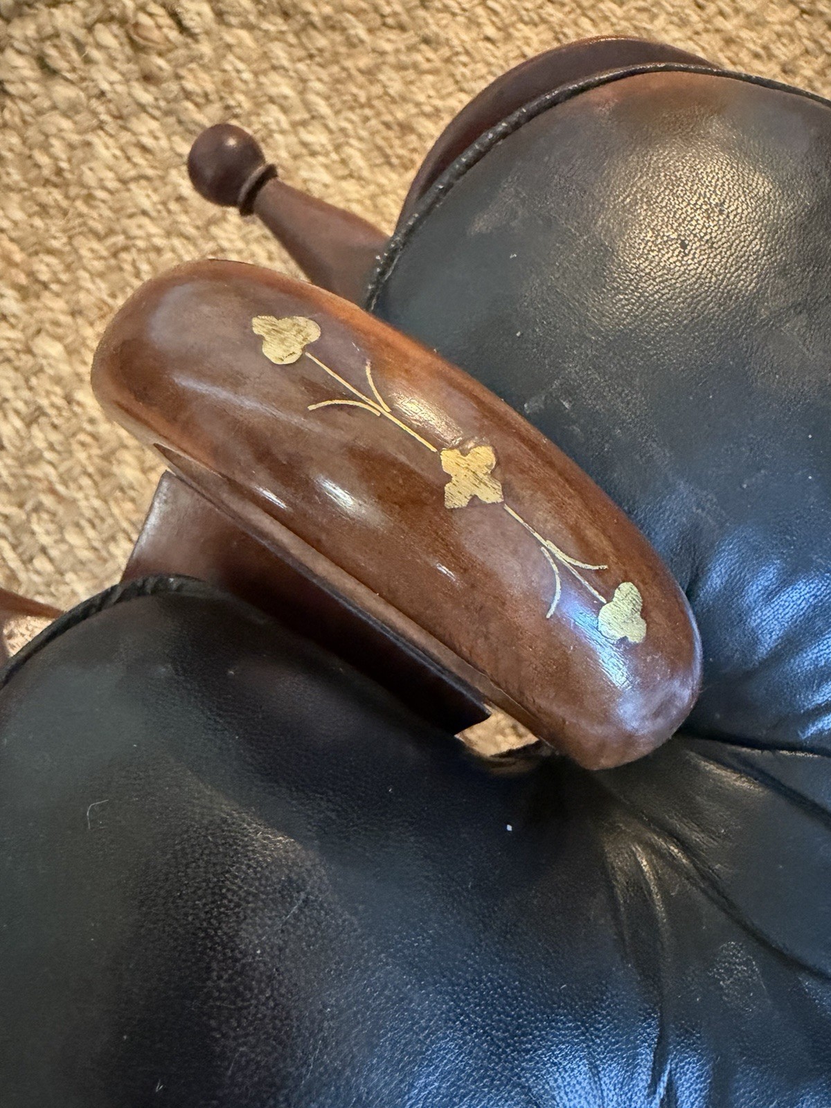 Vintage Camel Saddle Stool Ottoman Leather & Wood w/ Handles – Moroccan Style