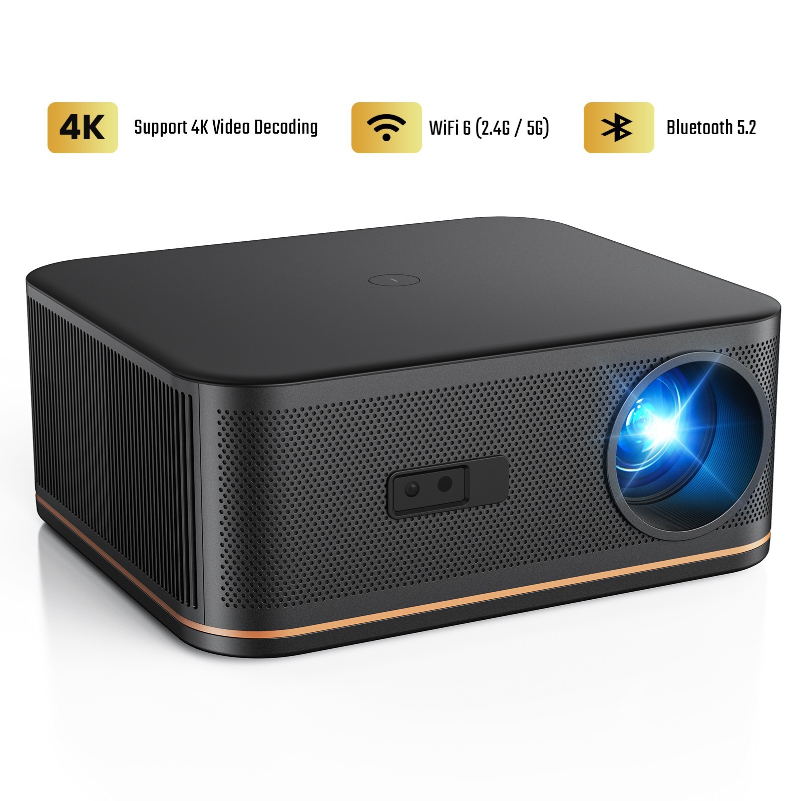 HAPPRUN 2000 ANSI 4K Decoding Projector Bundle WiFi Bluetooth Indoor/Outdoor