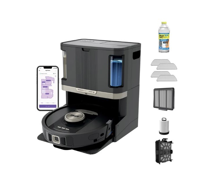 SHARK POWERDETECT 2-IN-1 ROBOT VACUUM & MOP WITH SELF-CLEANING BASE - BLACK