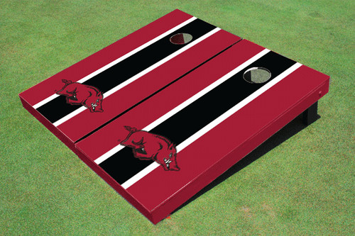 University Of Arkansas  Black and Maroon Matching Long Stripe Cornhole Boards