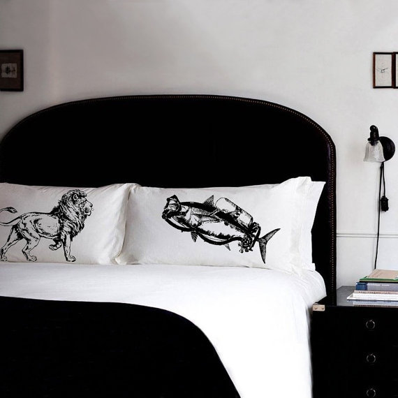 Lion Vs Tuna Cotton Pillowcases Film Movie Room Decor Fan Art Bedding