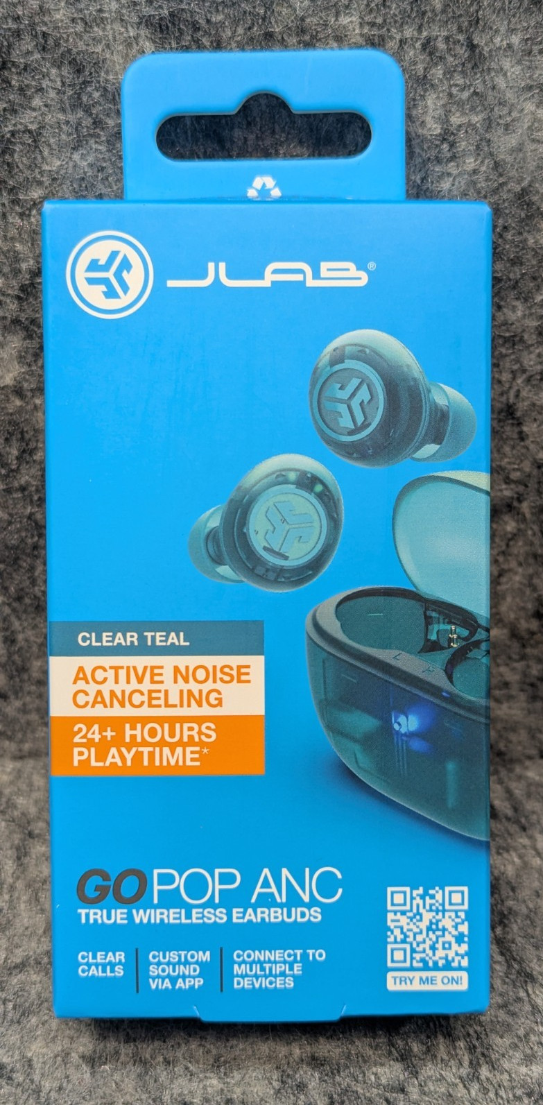 JLab Go Pop ANC True Wireless Bluetooth Earbuds - Transparent/Clear Teal 🔥New🔥