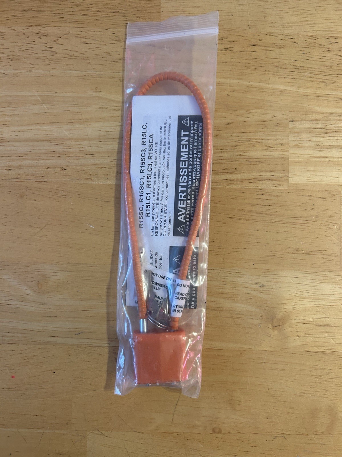 Gun Safety Cable Lock Steel Two Keys 8 Inches New Sealed Unopened Orange PTS