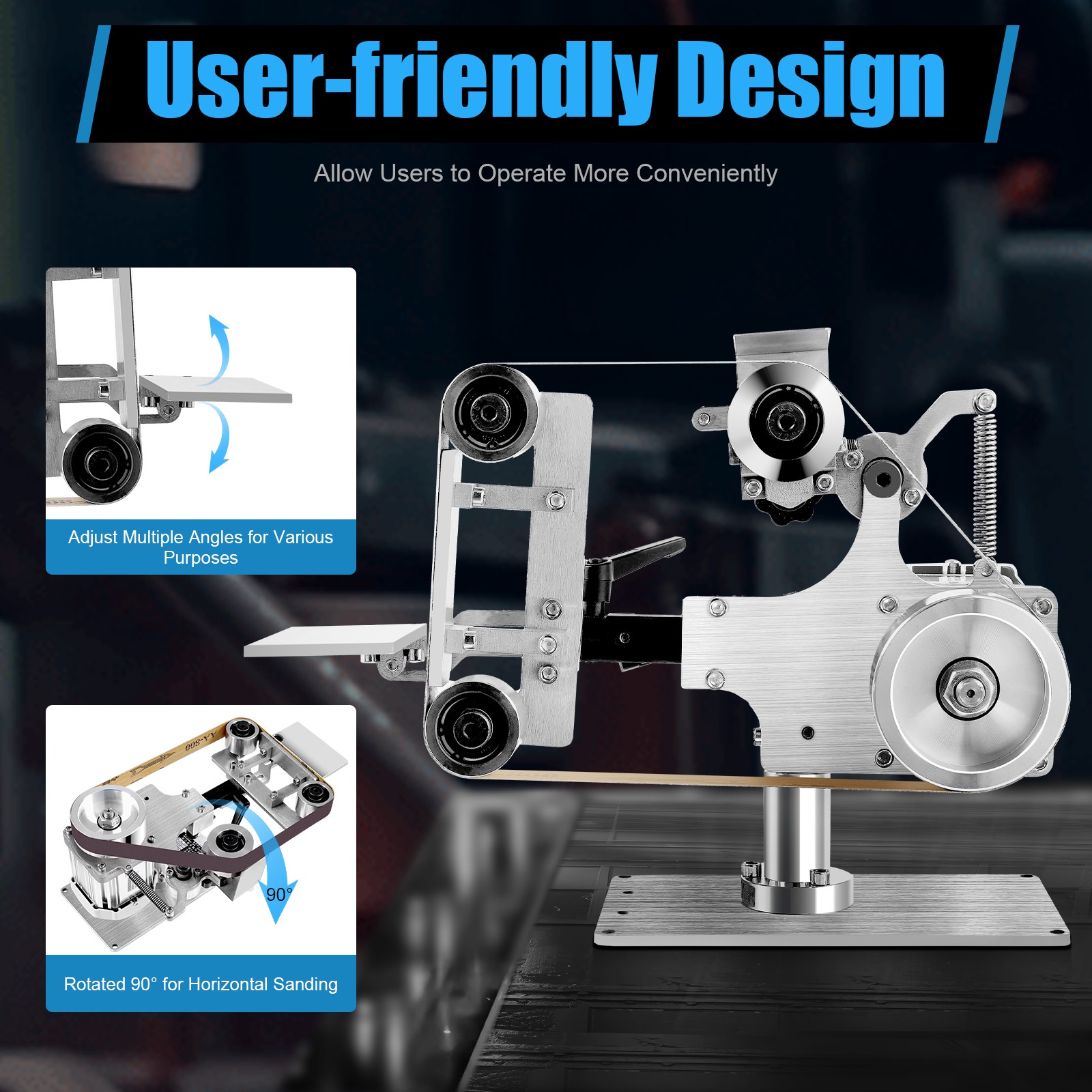 Belt Sander Bench Grinder Knife Sharpener with Large Table Polishing Sander