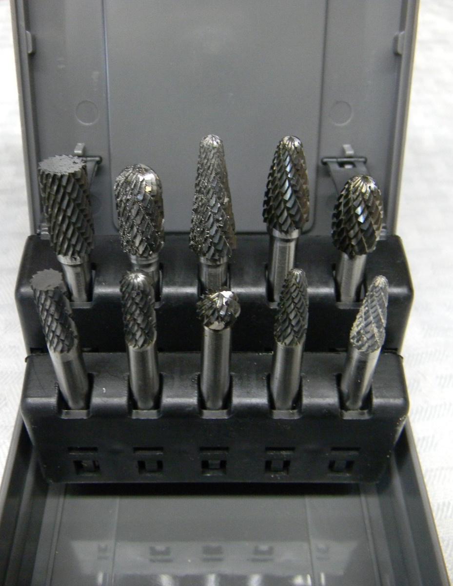 YUFUTOL 10PC DOUBLE CUT SOLID CARBIDE ROTARY BURR SET #RFT10MIN