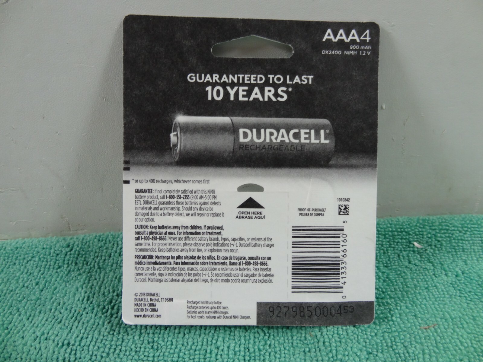 New Duracell AAA Rechargeable Batteries, AAA 4-Pack, 1.2V NiMH