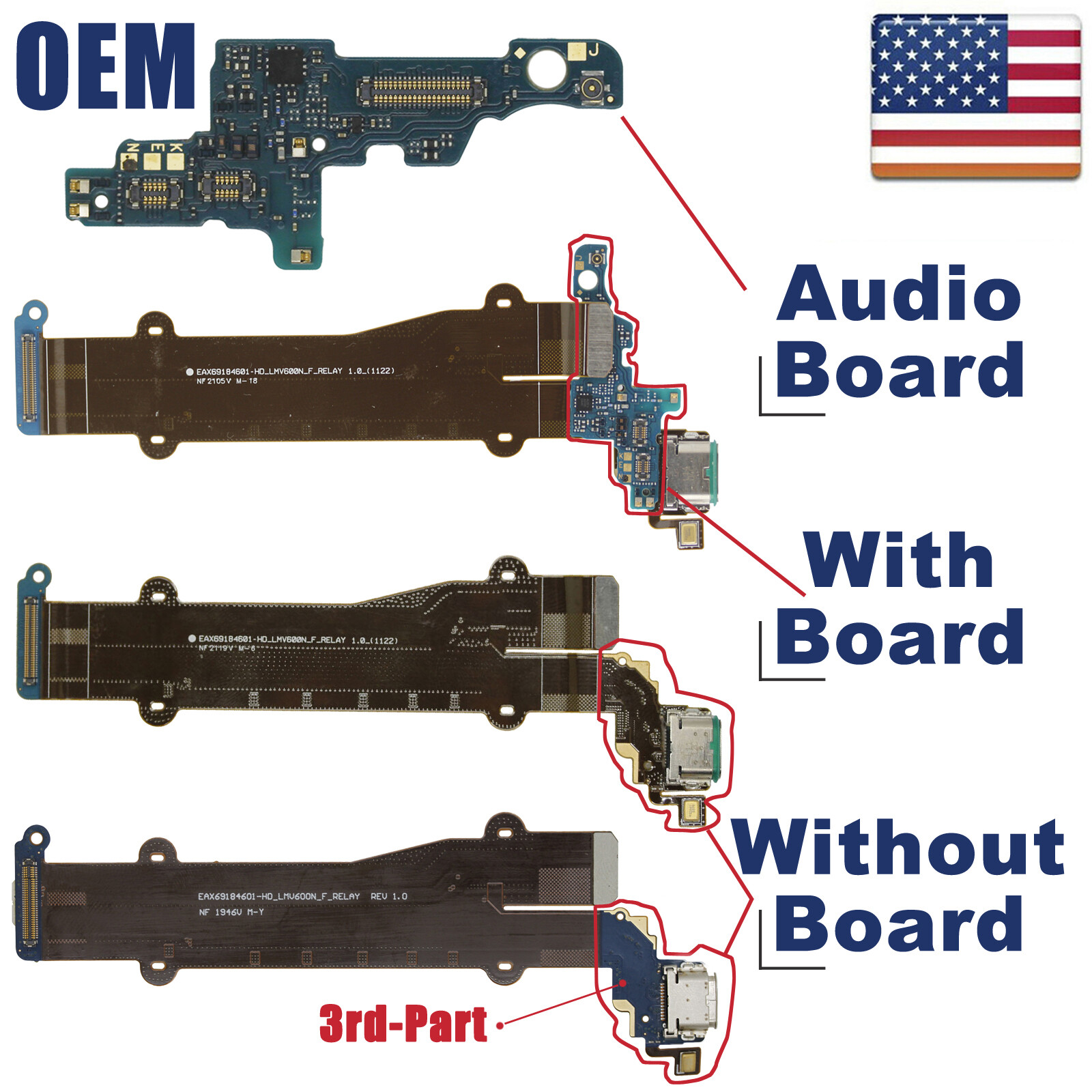 OEM USB Charger Charging Port Board Flex Cable For LG V60 ThinQ 5G V600TM V600AM