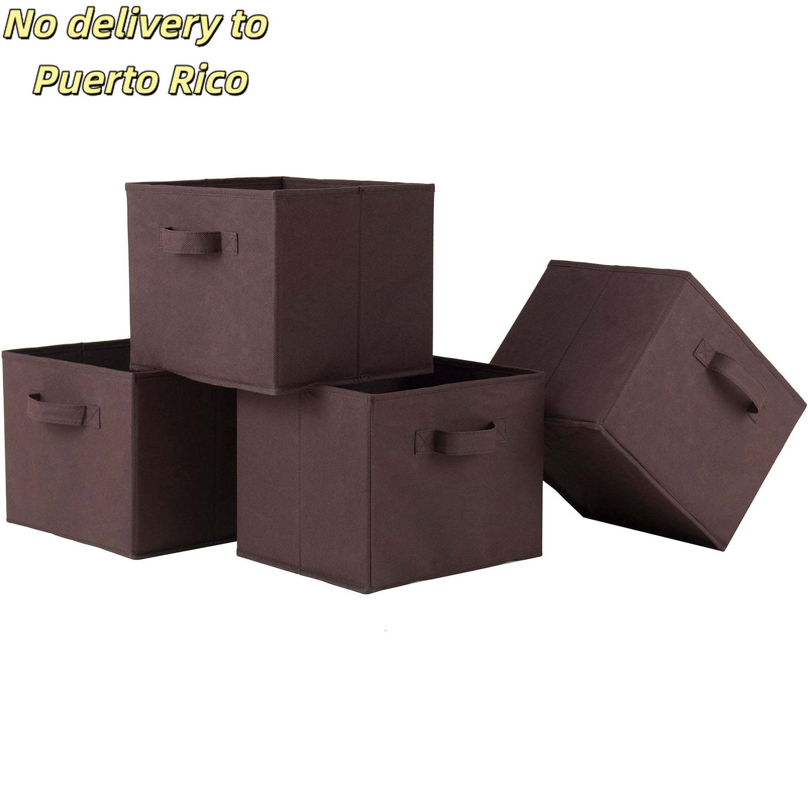 Wood Capri 4-Pc Foldable Baskets, Chocolate Fabric