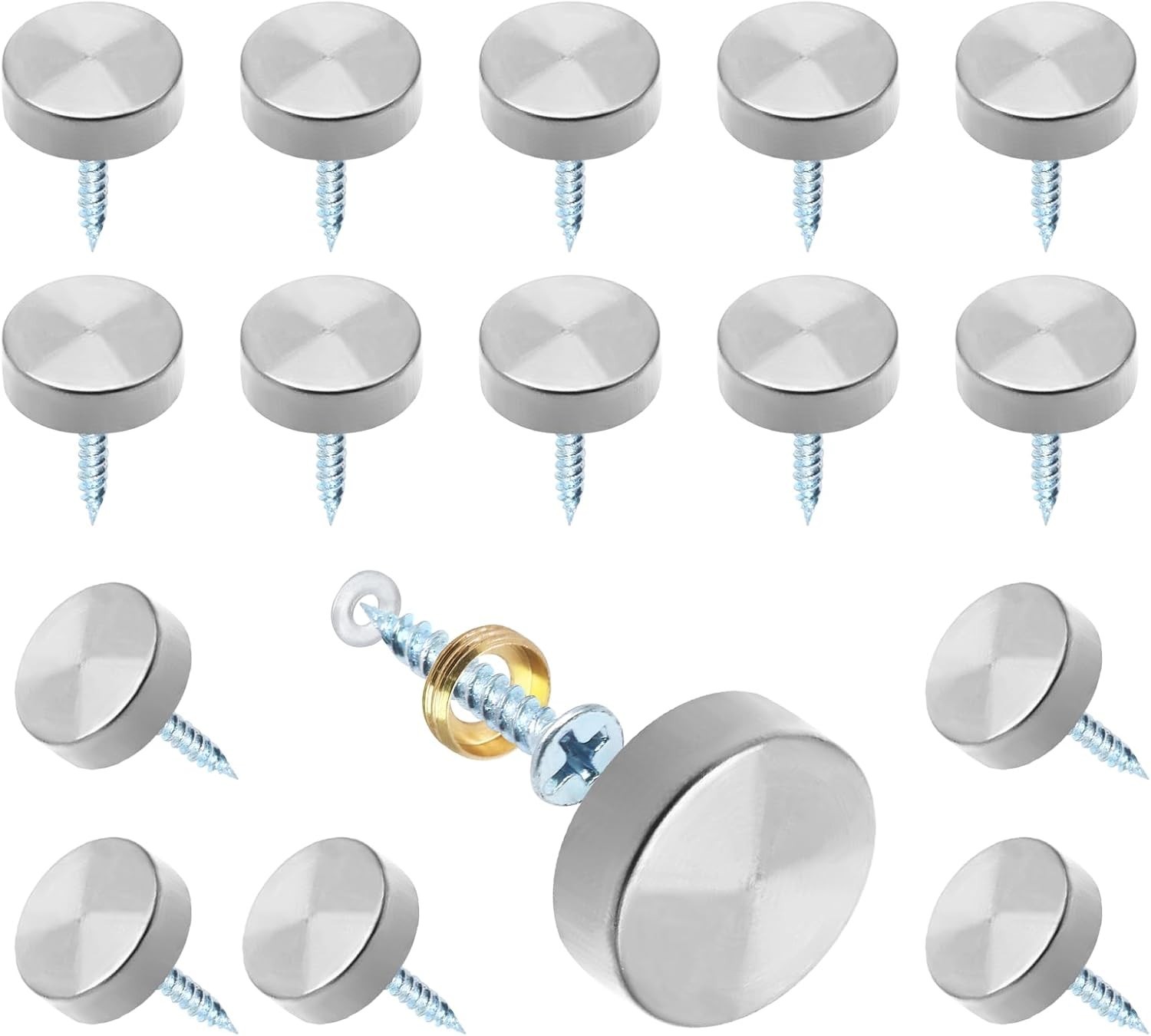 20 PCS Screw Covers Caps, 16Mm/0.64" Dia Decorative Mirror Screws Cap Nails, Sta