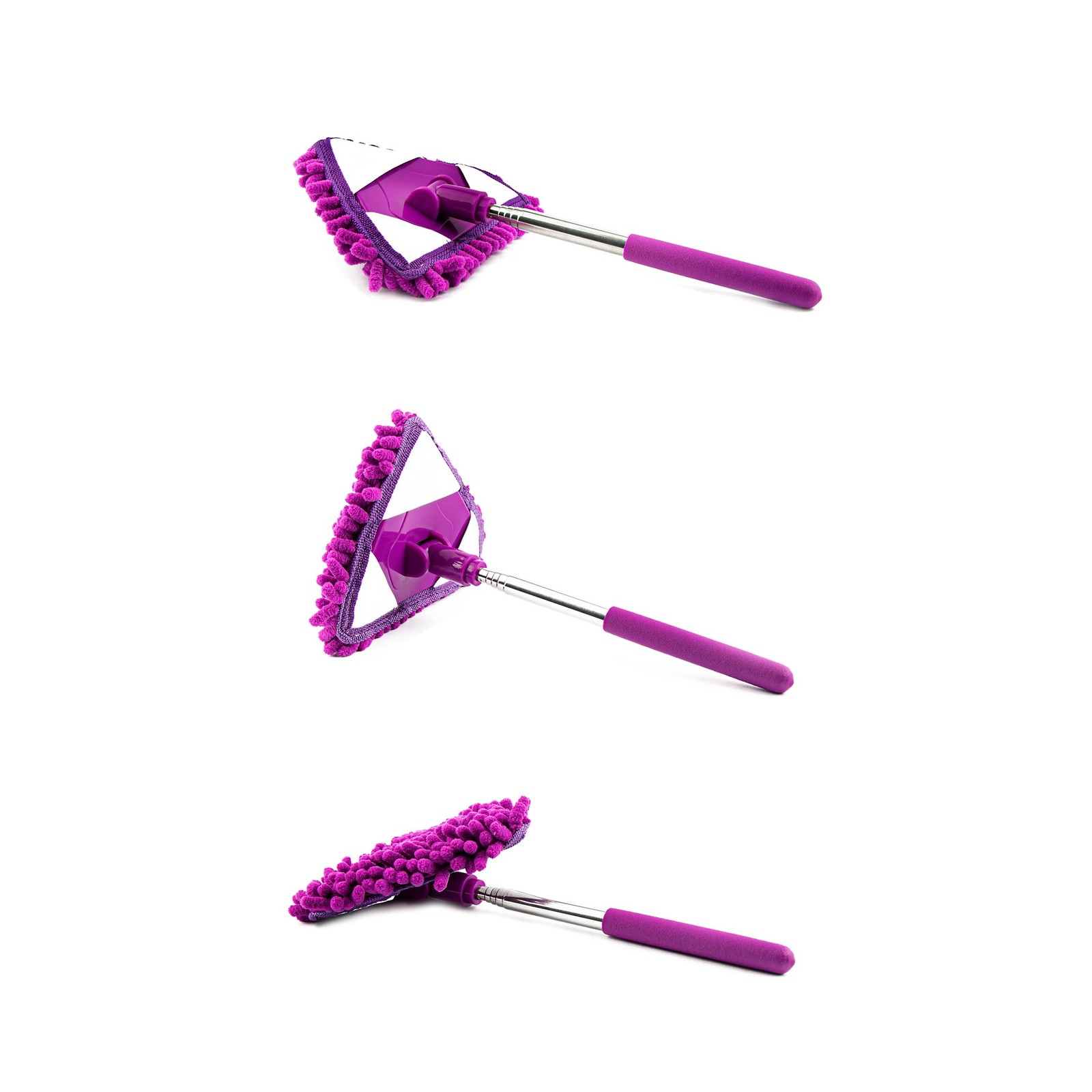 Smart Home Retractable Long Handle Microfiber Dusting Tools with Rotating Heads