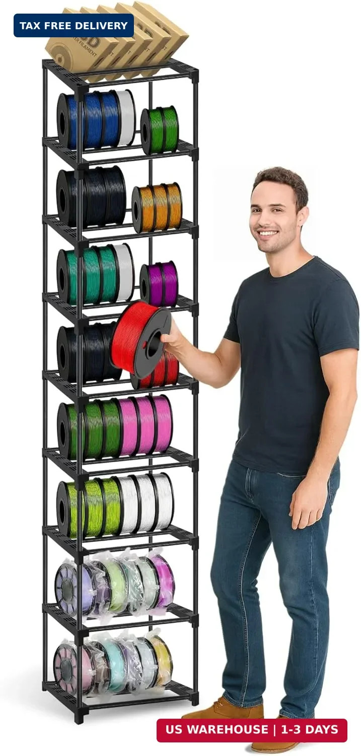 Upgraded 9-Tier 3D Printer Filament Spool Storage Rack, Thicker 3D Printing Fila