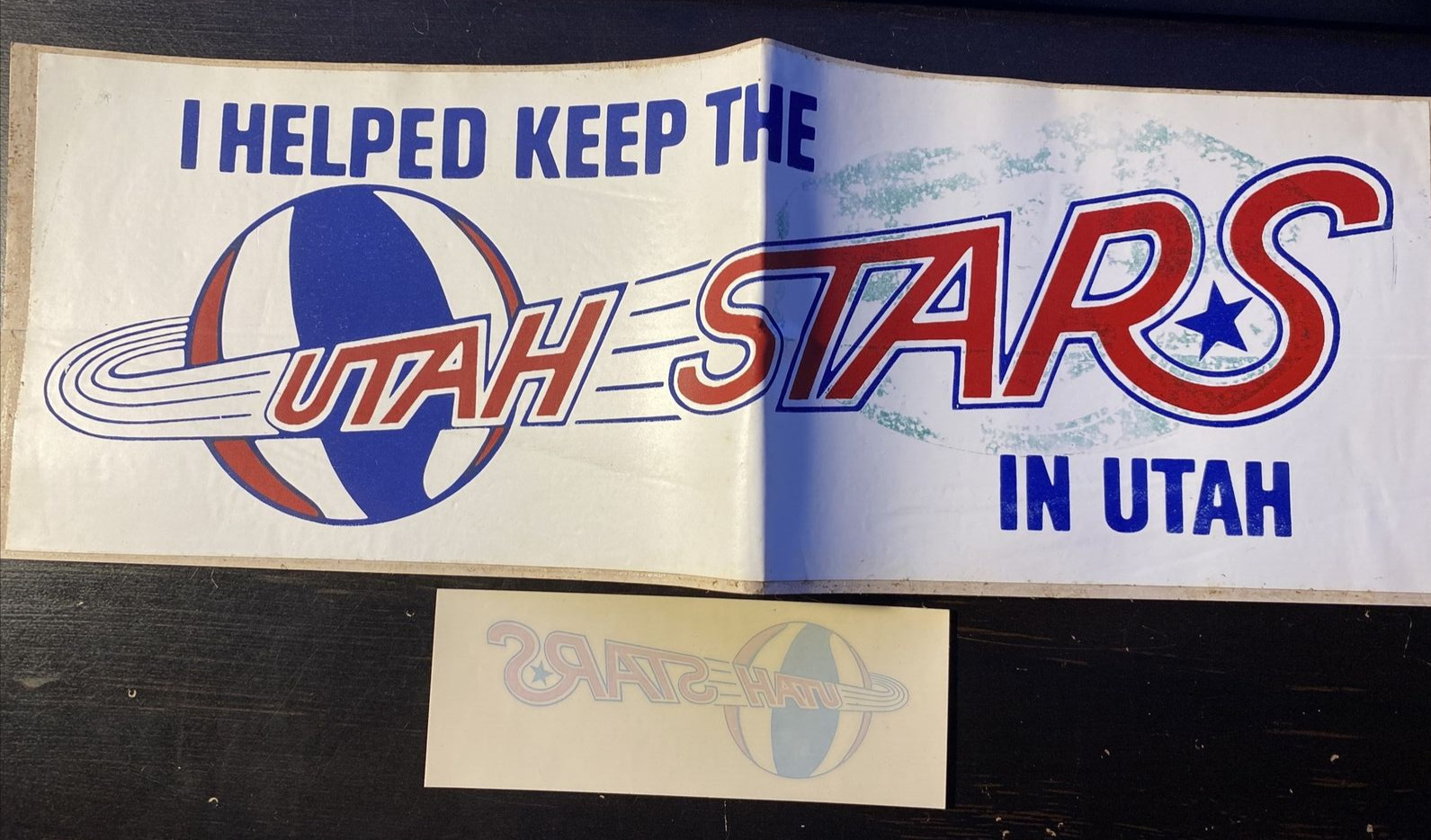 Rare 1970s I Helped Keep The Utah Stars ABA bumper sticker +sticker