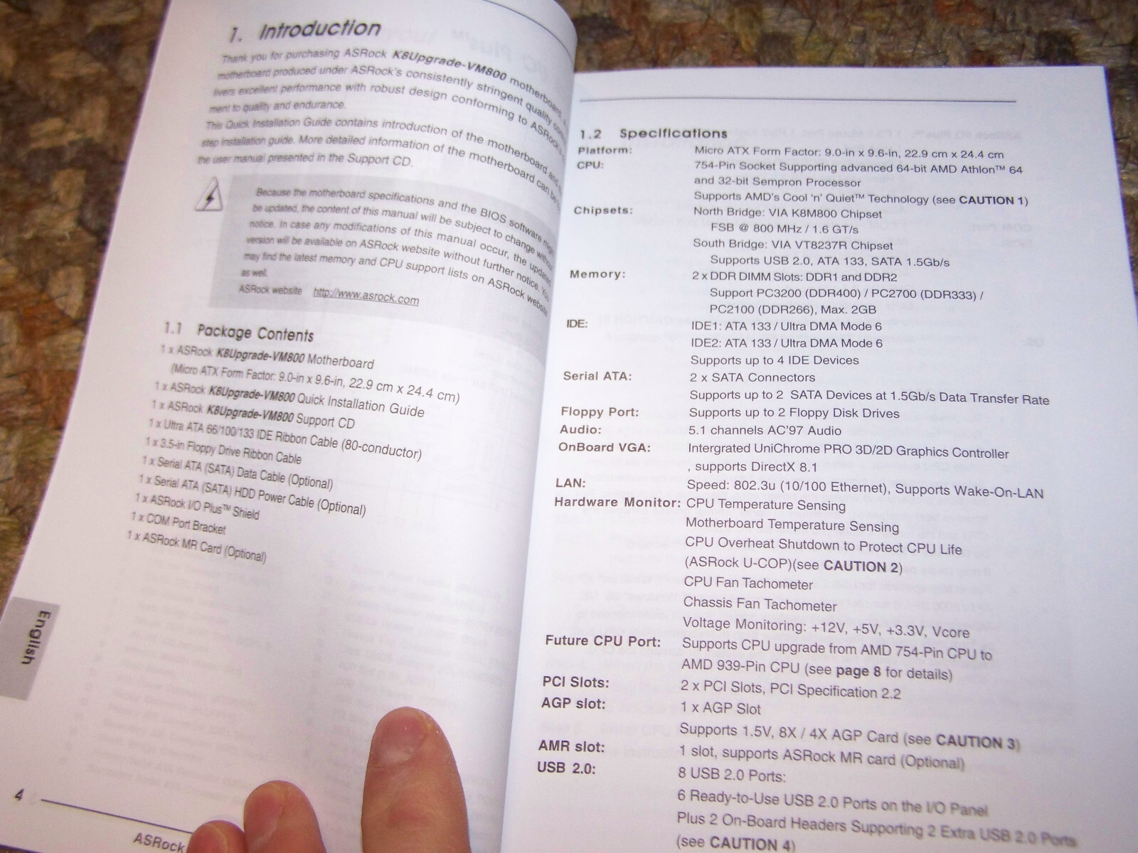ASRock K8Upgrade-VM800 Quick Install Guide, Support CD, Jumper Tool, Documents