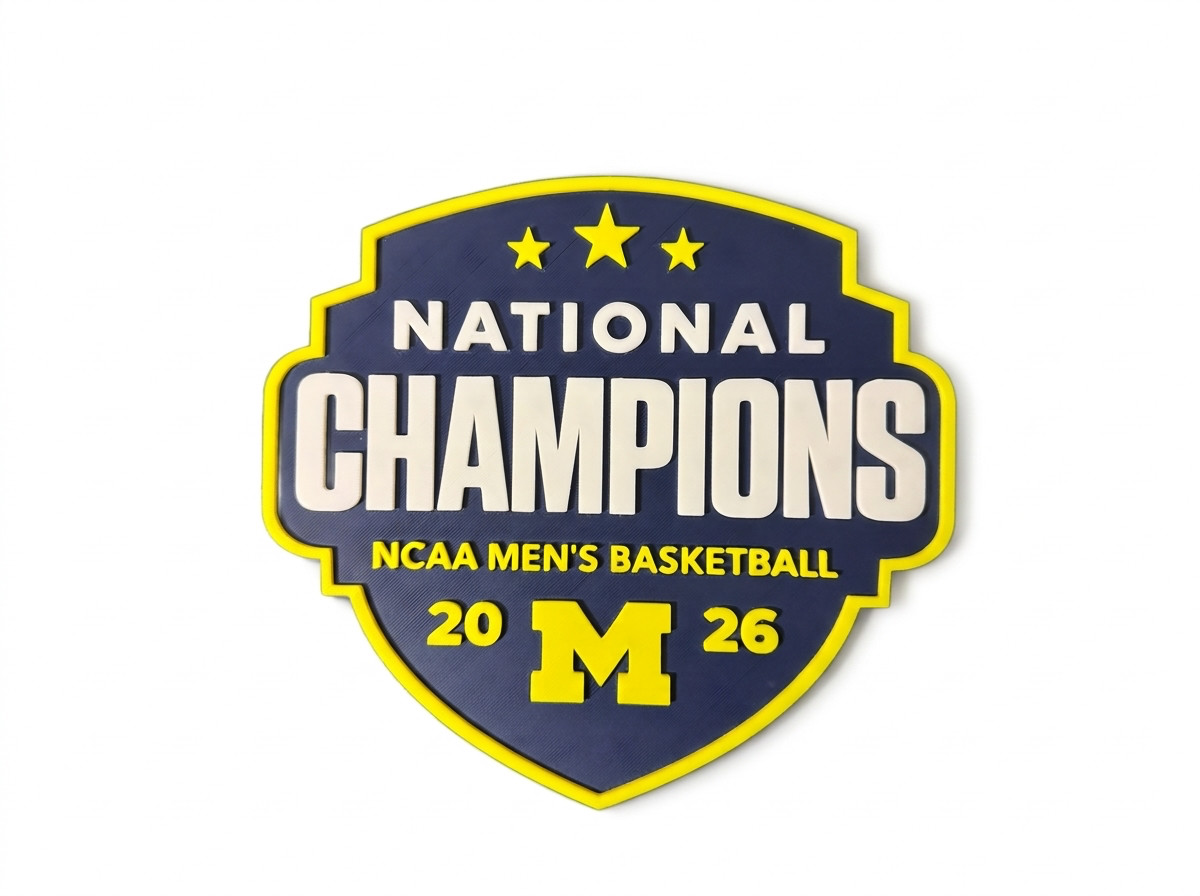 Michigan Wolverines National Champions 2026 3D Sign NCAA Men’s Basketball