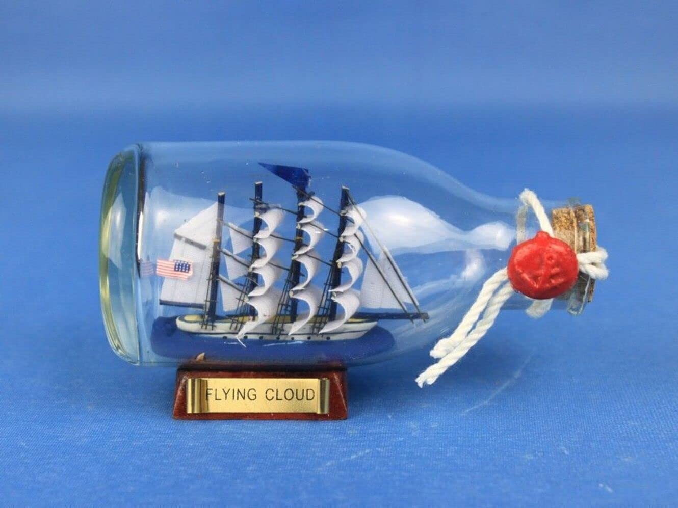 Hampton Nautical Flying Cloud Ship in a Glass Bottle, 5" , Brown