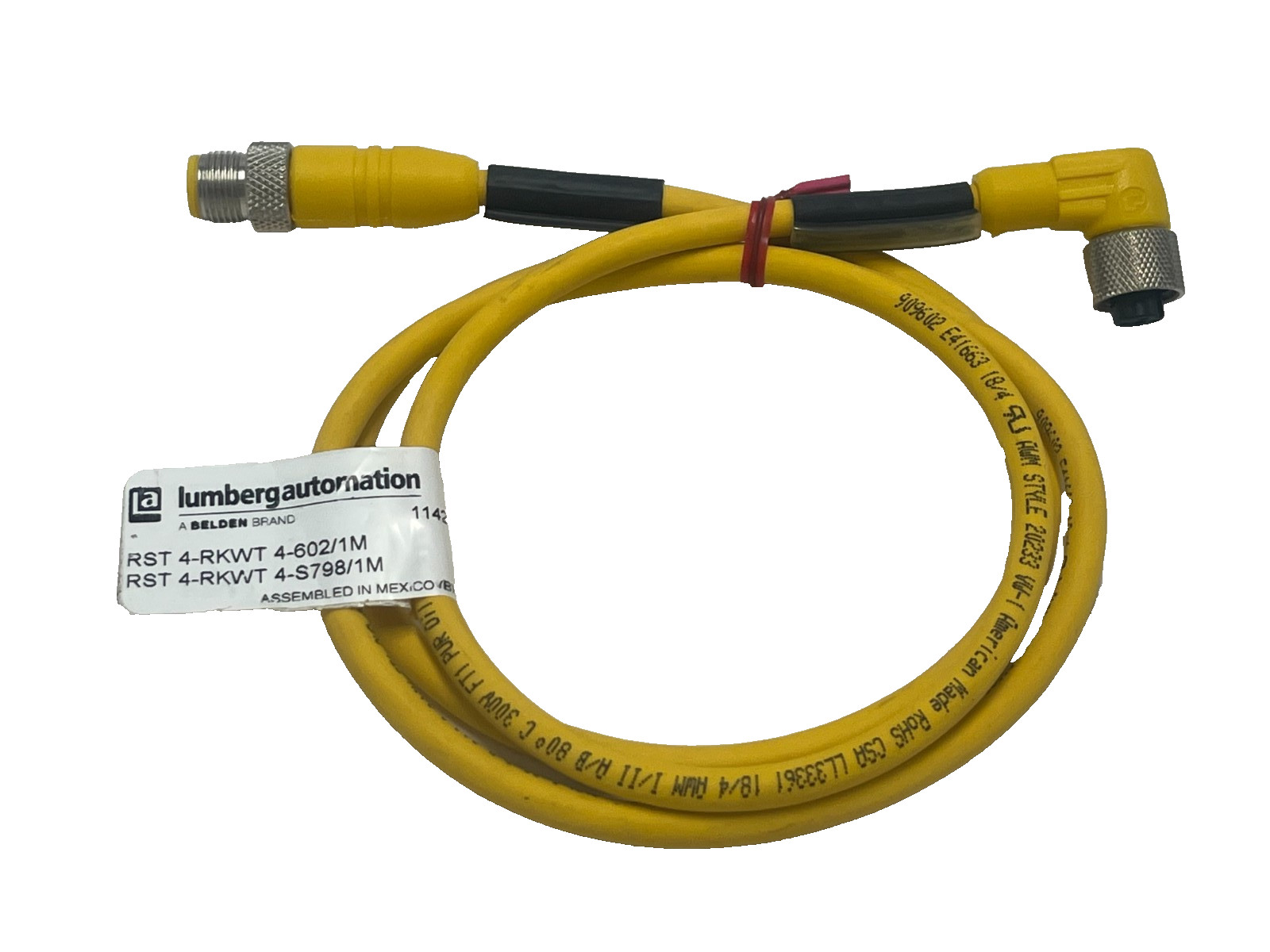 LUMBERG AUTOMATION RST 4-RKWT M12 Male Straight to M12 Female Right Angle 4-Pin