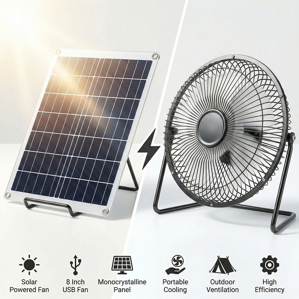 8inch Solar Powered Fan Kit 30W Solar Panel DC Exhaust Fan for Chicken Coop
