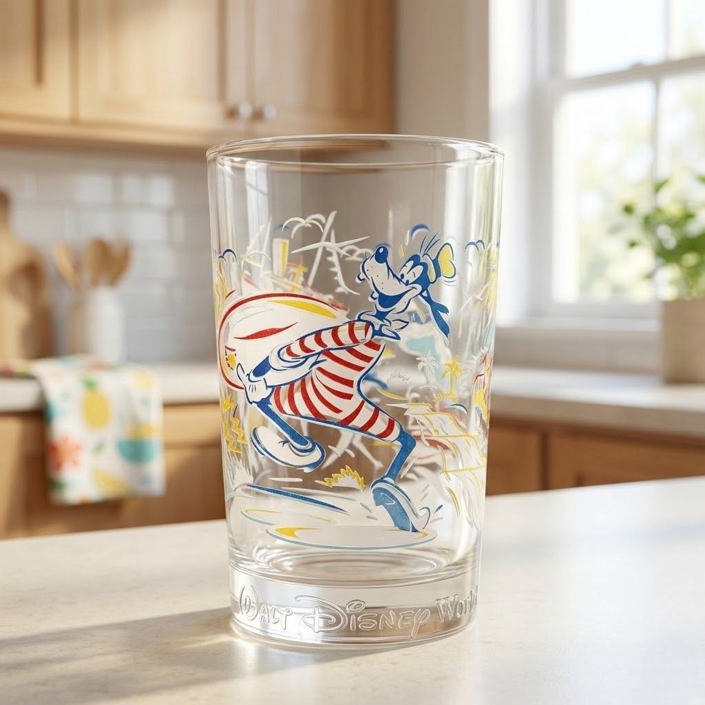 1996 Walt Disney World 25th Anniversary Goofy Typhoon Lagoon Glass Collectors