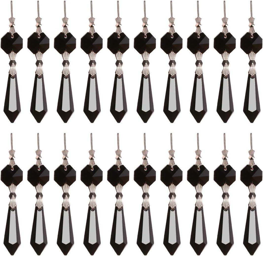 20pcs 38mm Black Chandelier Icicle Crystal Prisms Octogan Crystal Bead for La...