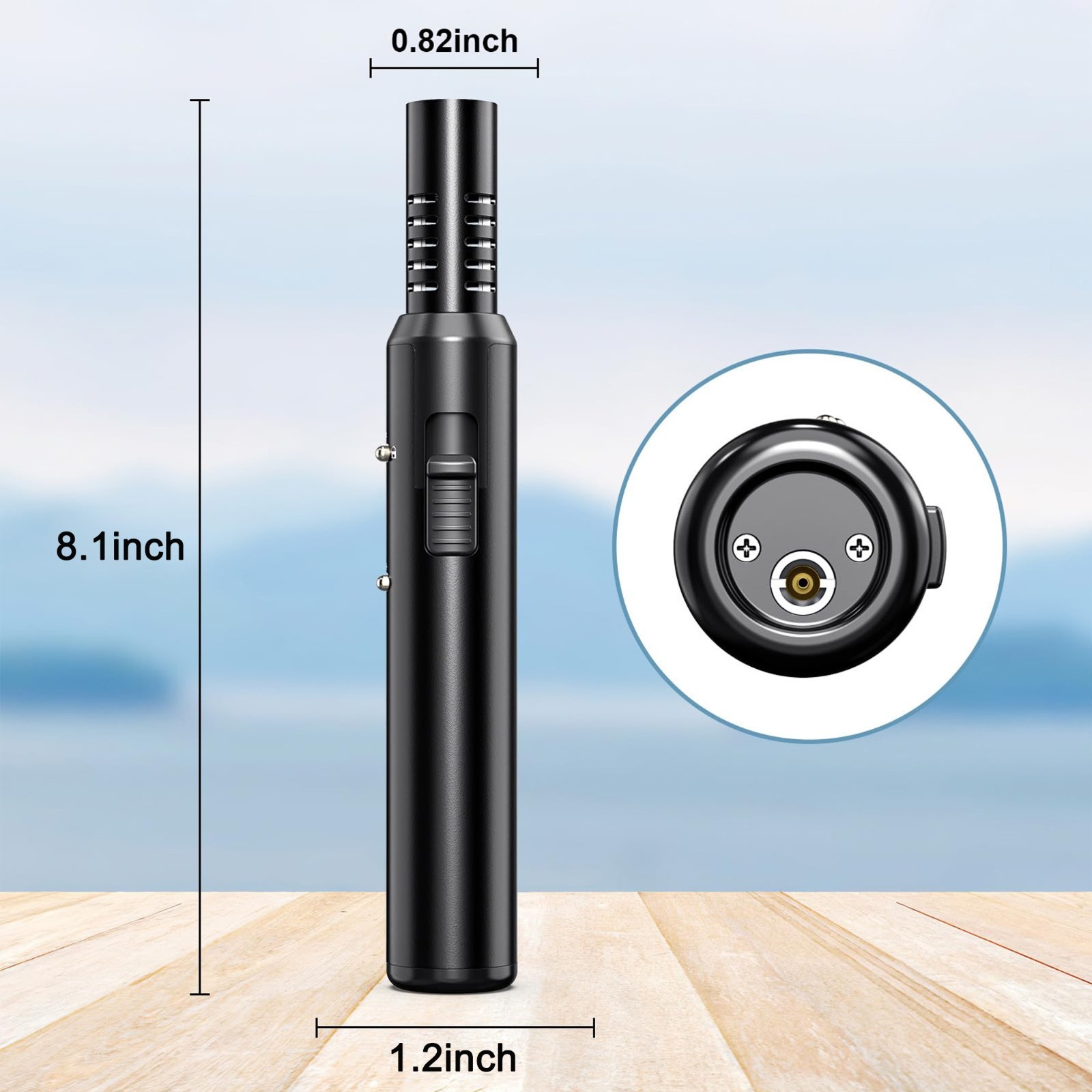 8.1''Red Flame Torch Lighter Butane Refillable Adjustable for Candle BBQ outdoor