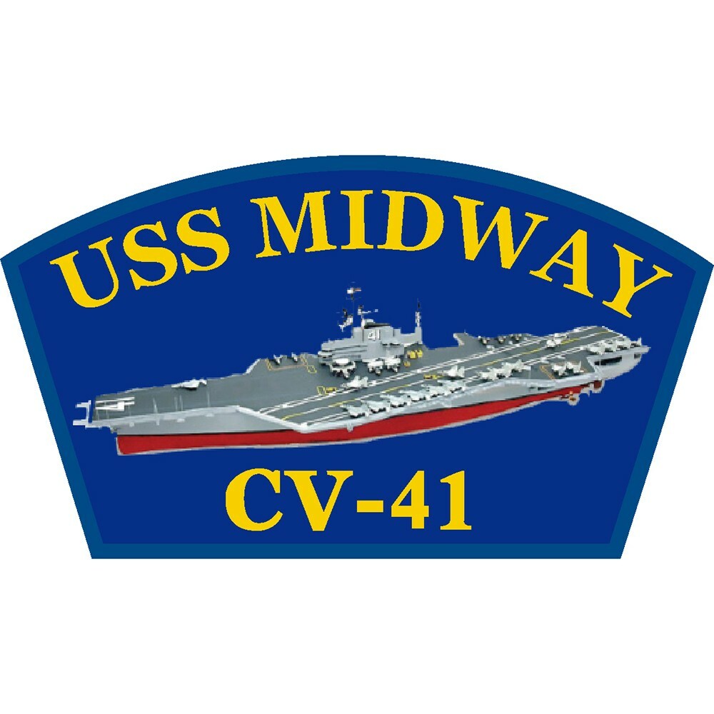 NAVY USS MIDWAY Embroidered Hat Patch 4"X2-1/4" (0224)