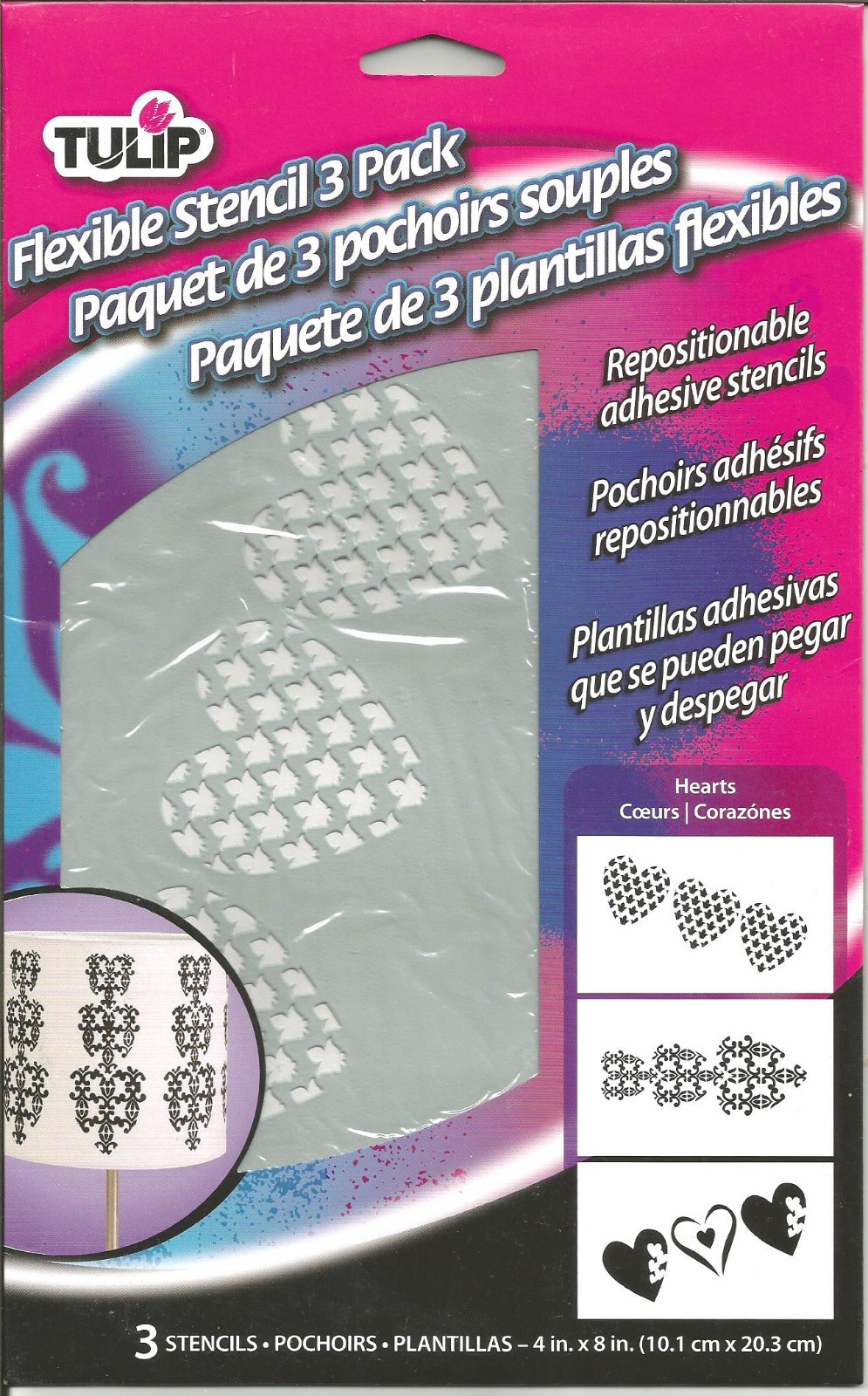 Tulip Flexible Stencil Kit - Hearts 3pk