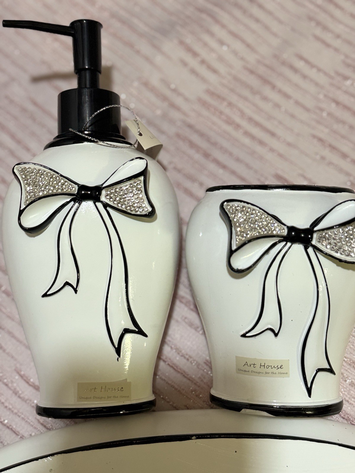 Black Bow Bathroom Set 3 Pieces Bathroom Accessories Set