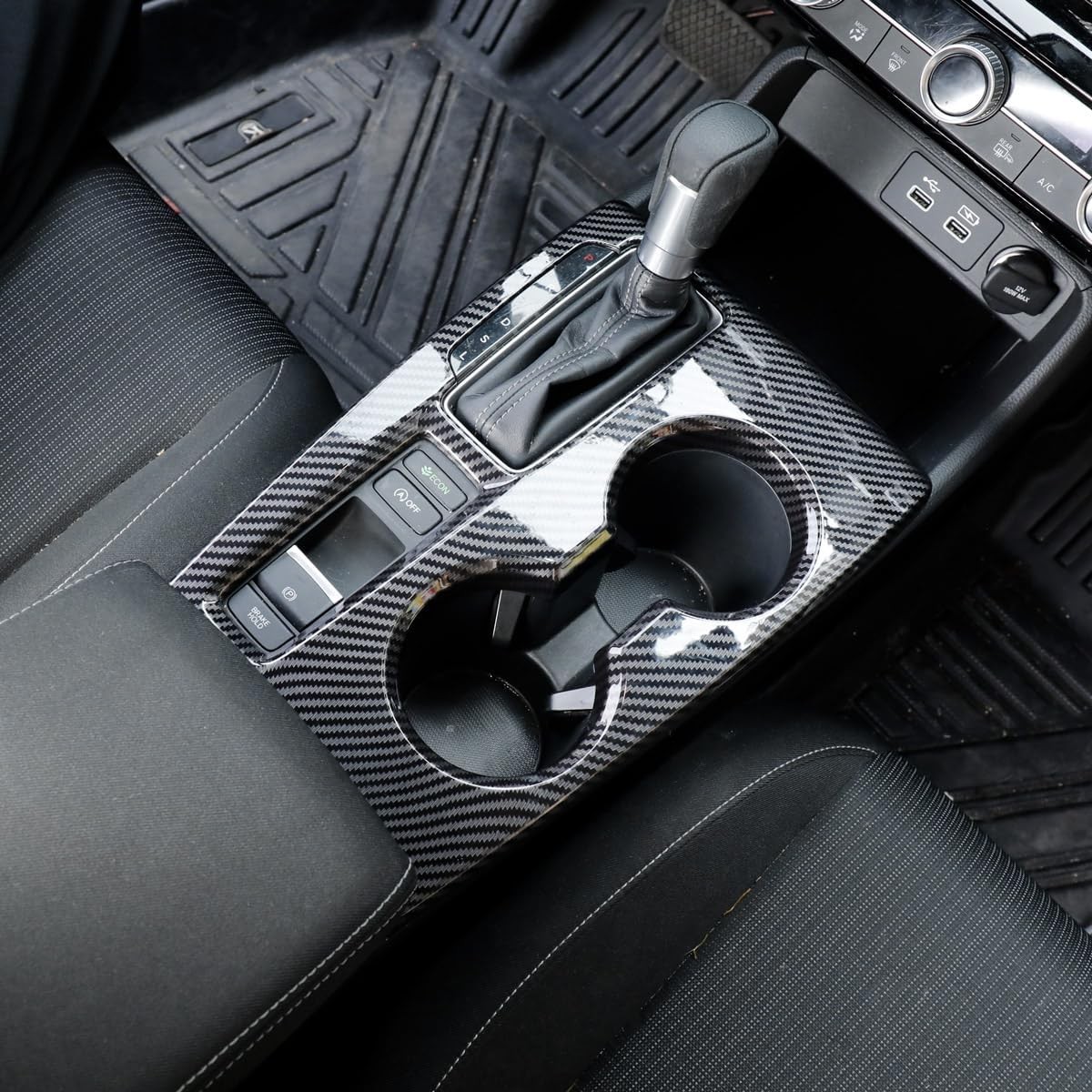 For 2022-2026 Honda Civic with CVT Gear Shift Panel Cover Carbon Fiber Trim