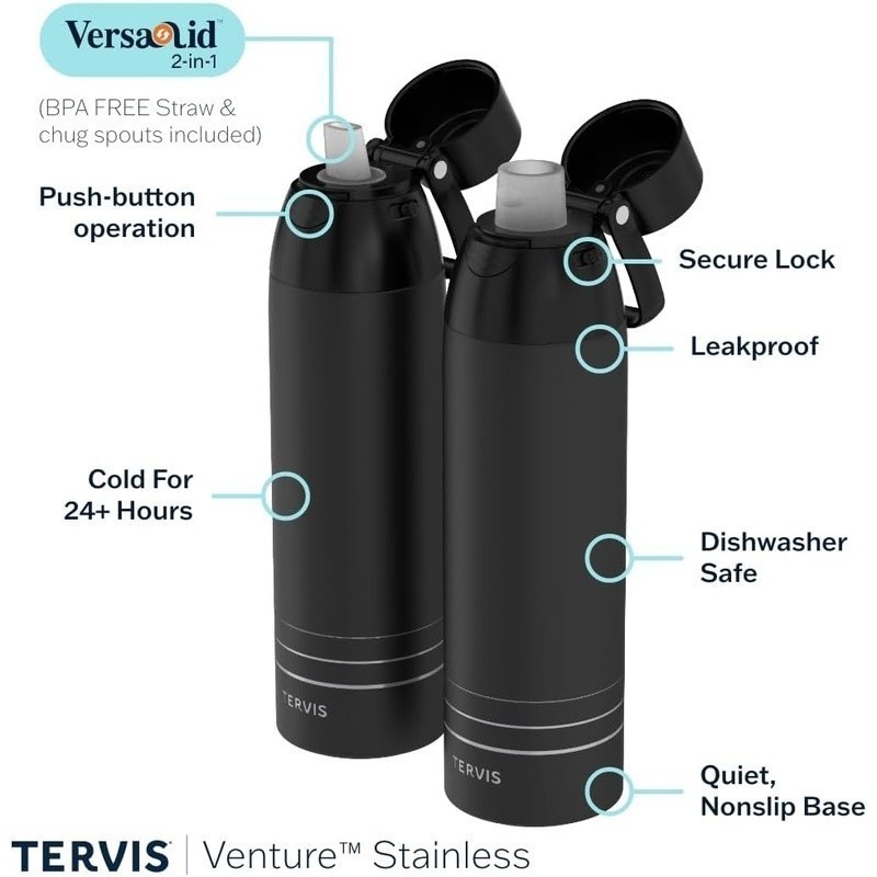 Insulated Stainless Steel Water Bottle Chug Straw Spout Travel Hydration 26oz US