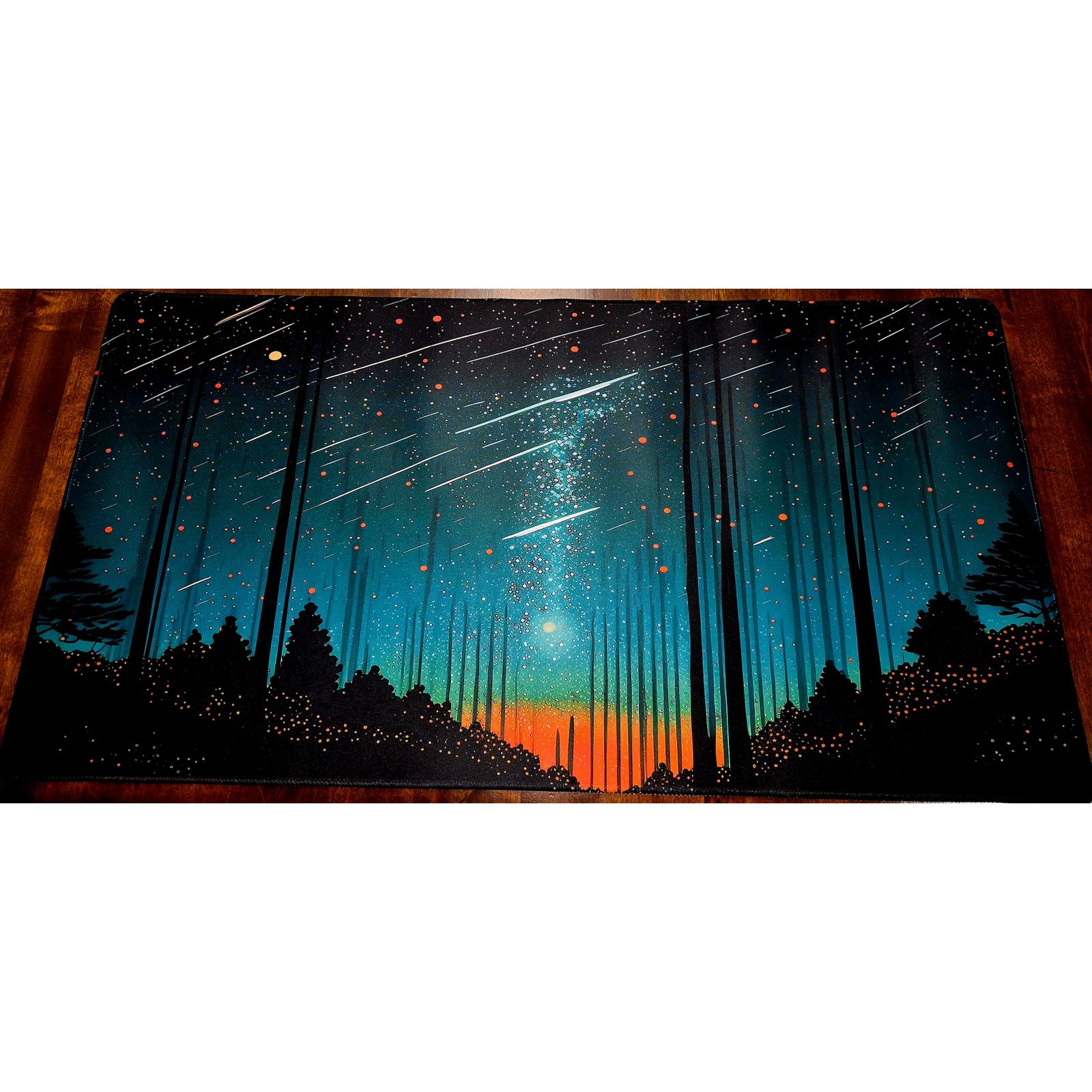XXL Gaming Mouse Pad Desk Mat Starry Night Forest Meteor Design
