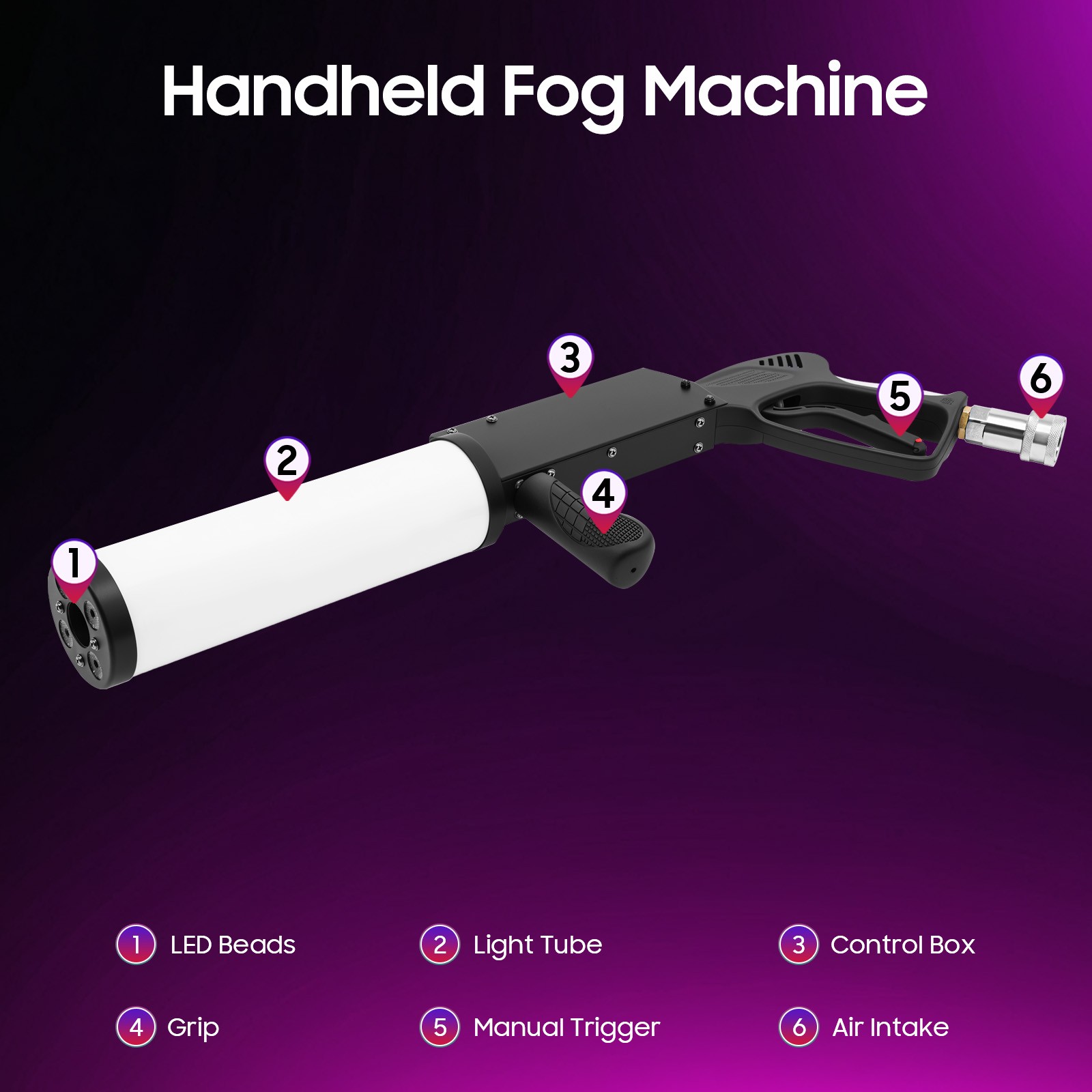 CO2 Gun Night Club Bar Party LED Cannon , DJ Jet Effect Fogger Smoke Gun