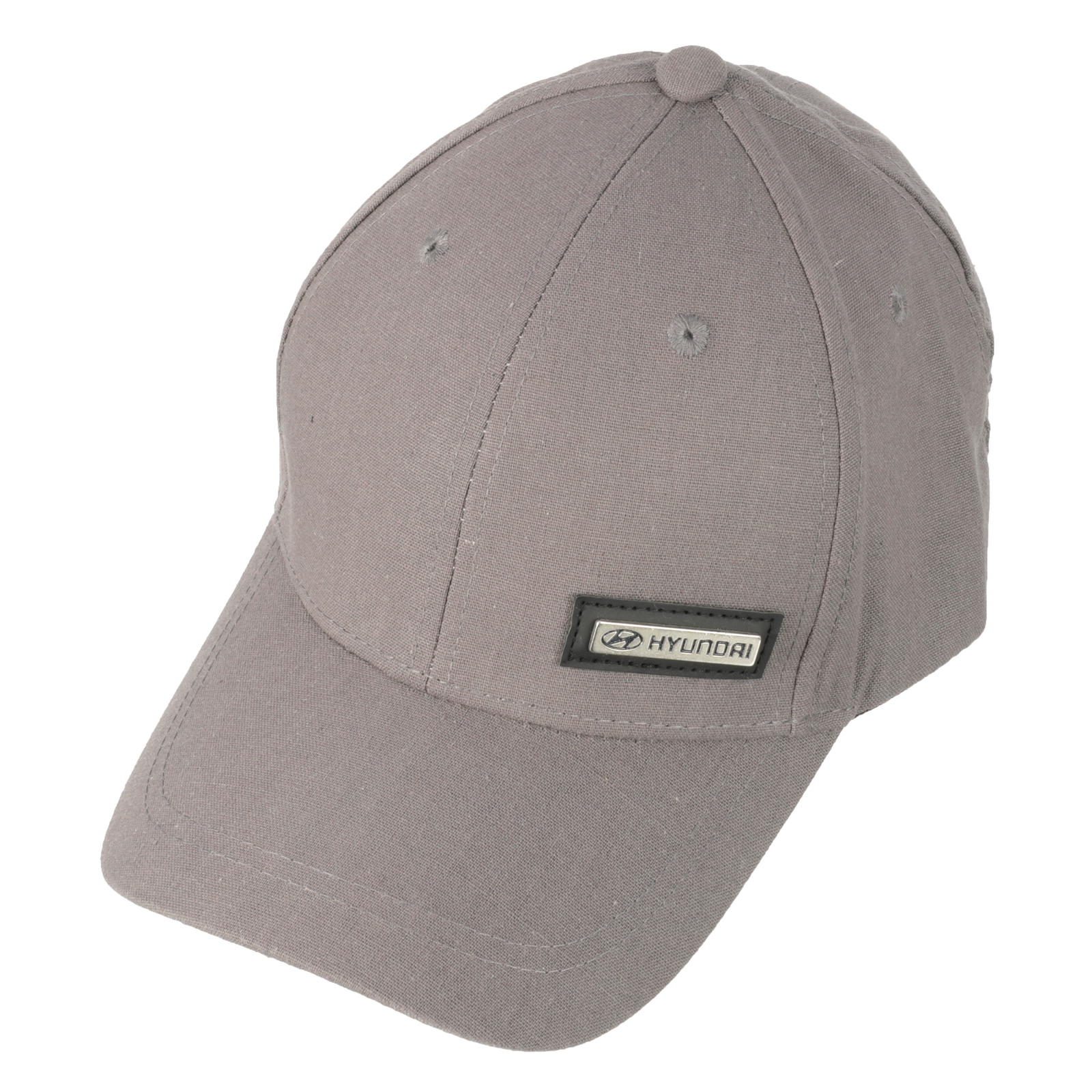 Hyundai Adjustable Gray w/ Silver Hyundai Badge Baseball Cap
