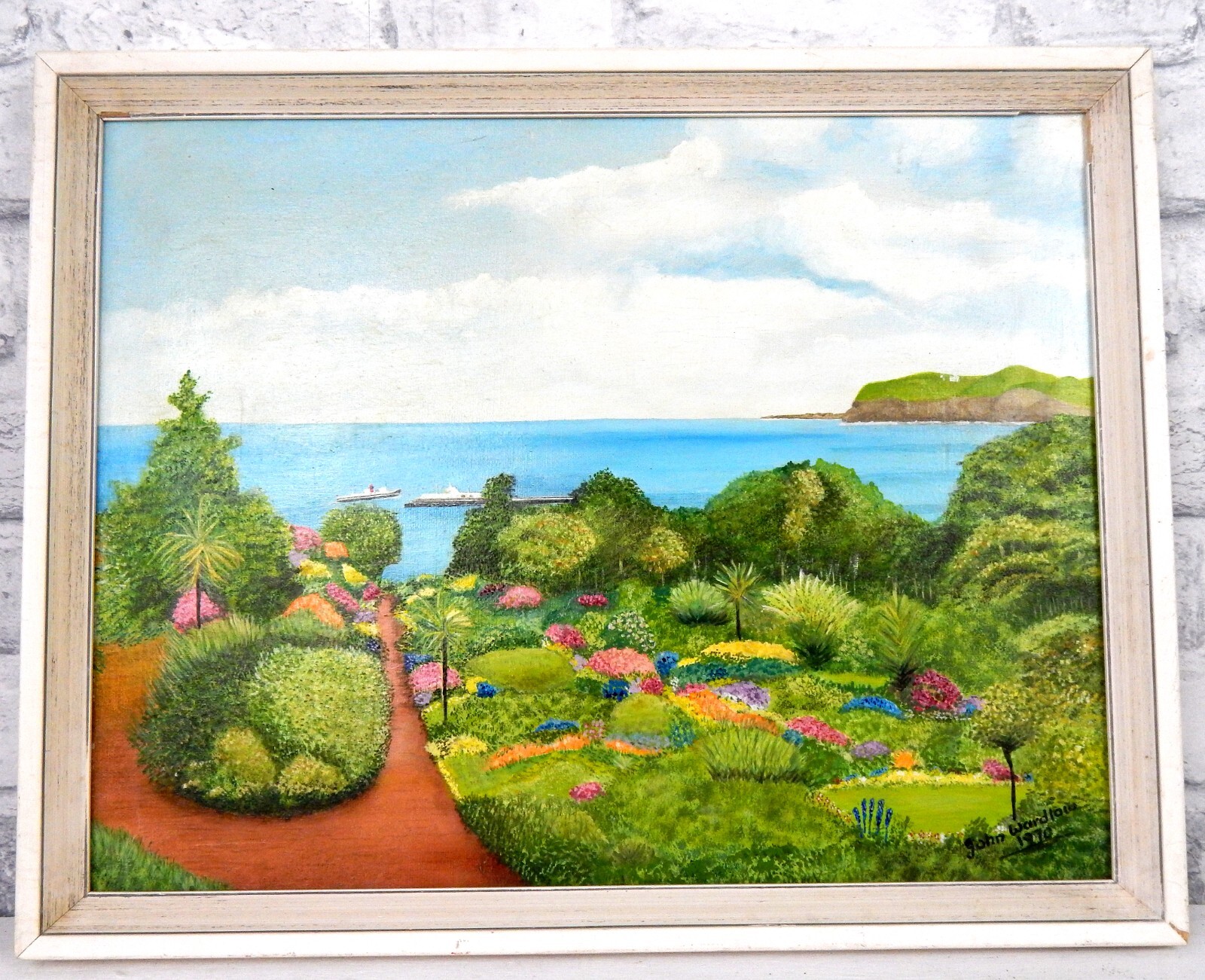 Vintage Oil Painting on Board LLandudno Happy Valley Naive Welsh Art Signed