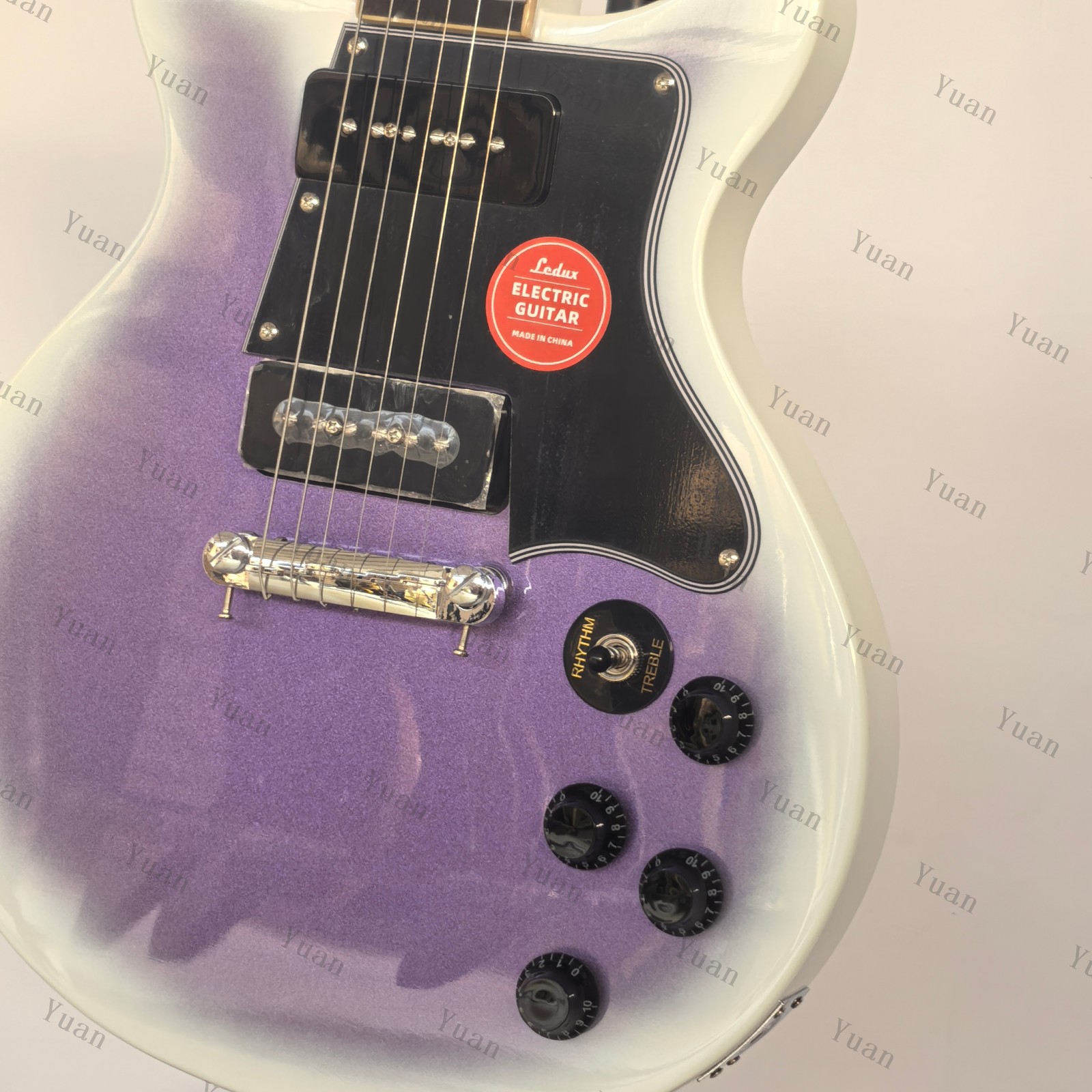 6 String Solid Electric Guitar Fixed Bridge P90 Hpickups Purple White Burst