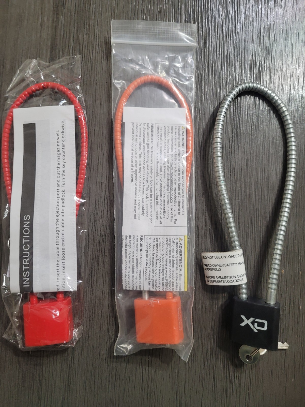 Gun Cable Locks with Keys Lot of 3