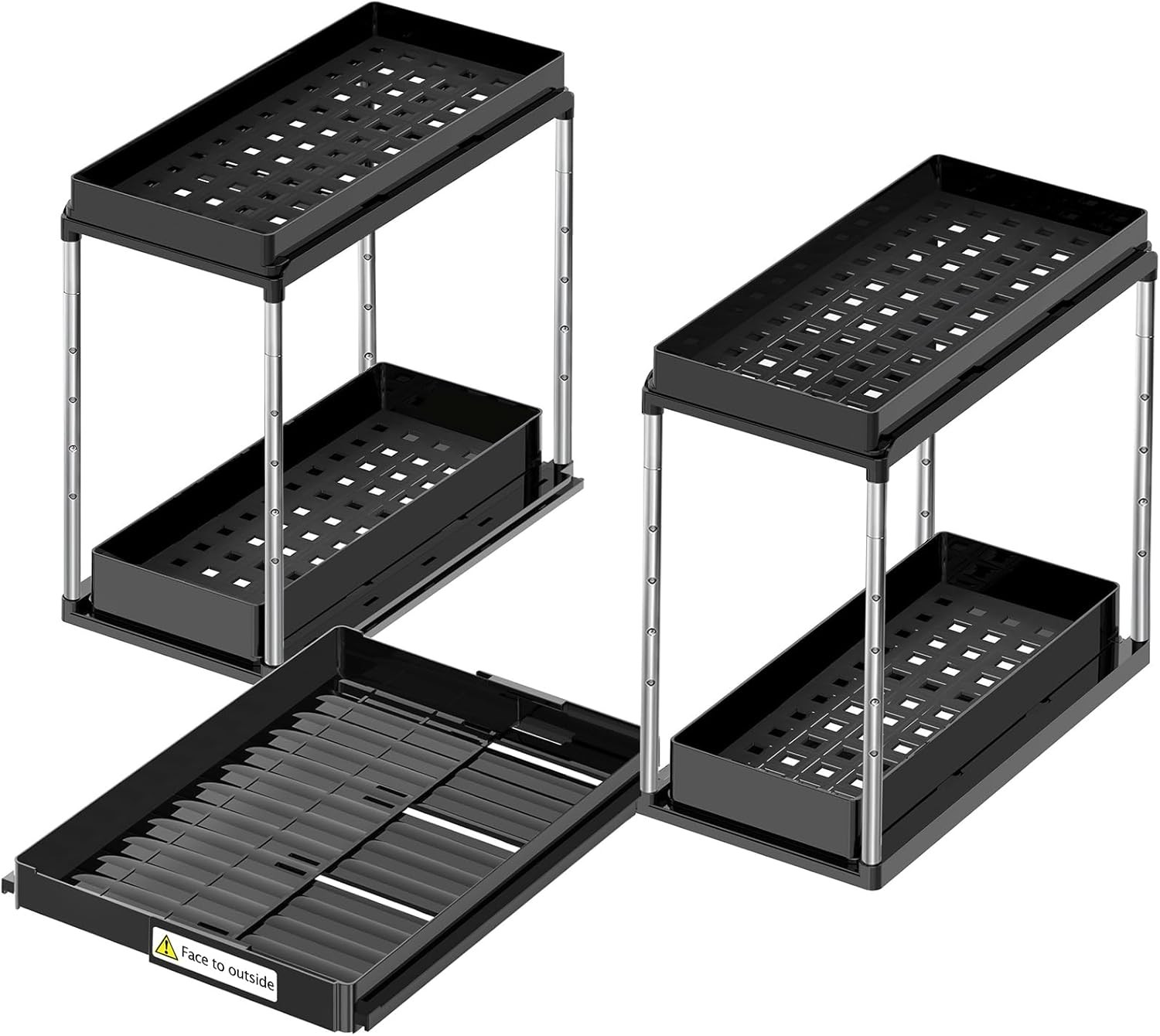 Expandable under Sink Organizer: 2 Tier Height Adjustable | under Cabinet Organi