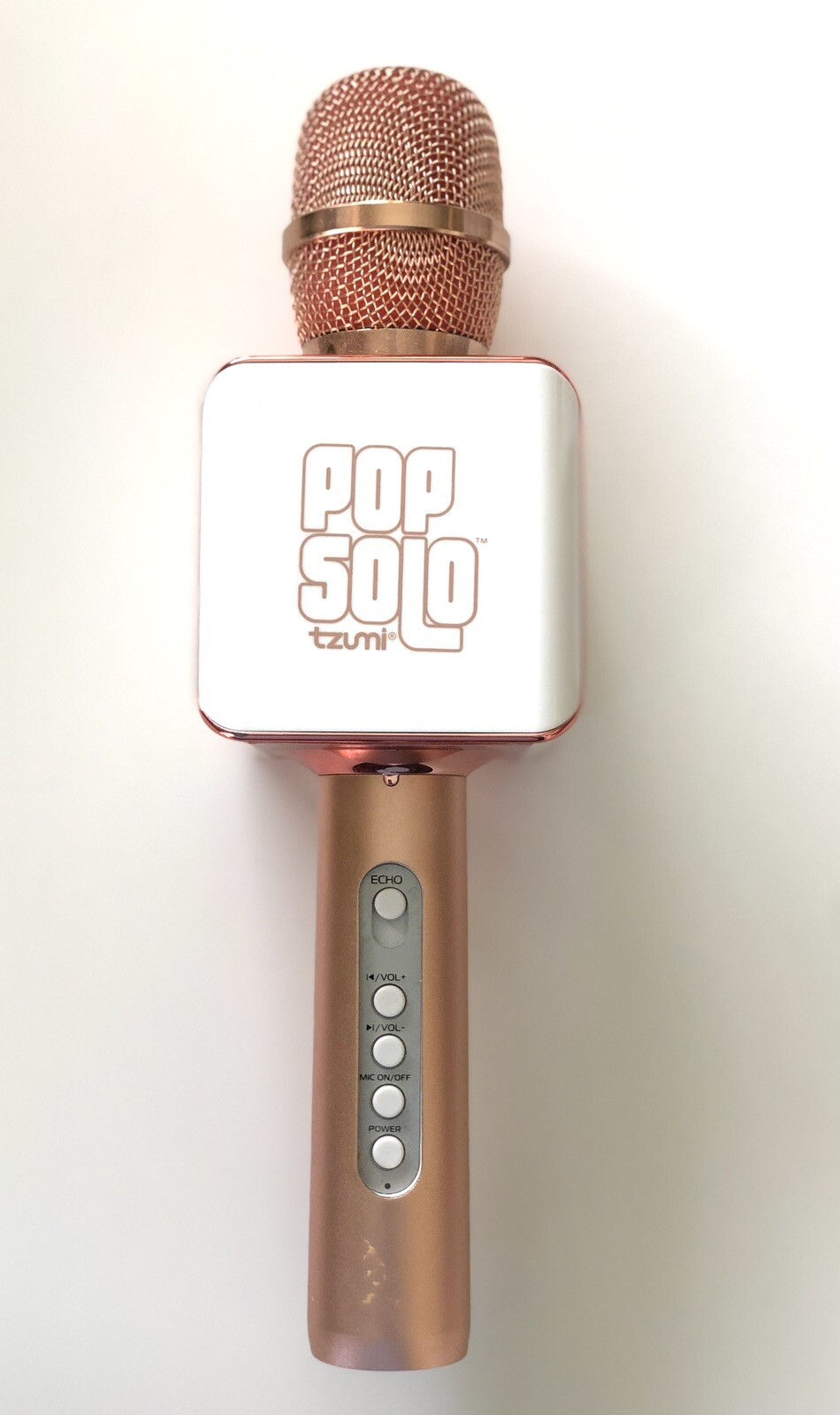 Tzumi Pop Solo Wireless Bluetooth Karaoke Microphone and Voice Mixer (Rose Gold)