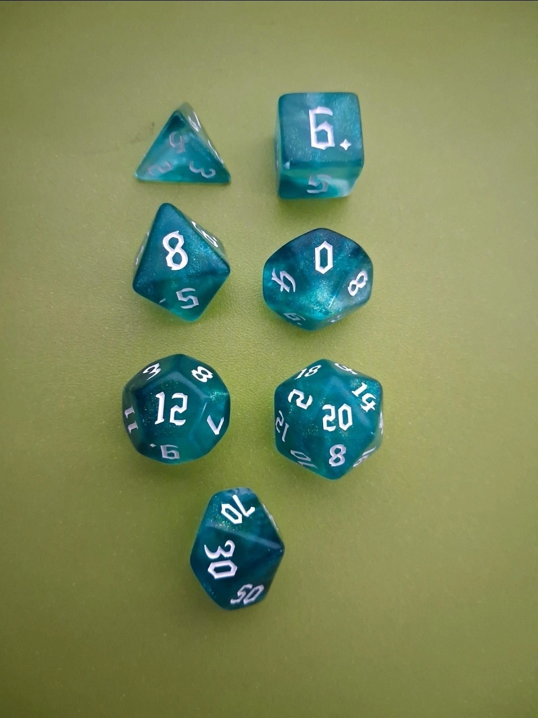 Blue Glitter DnD Dice Set