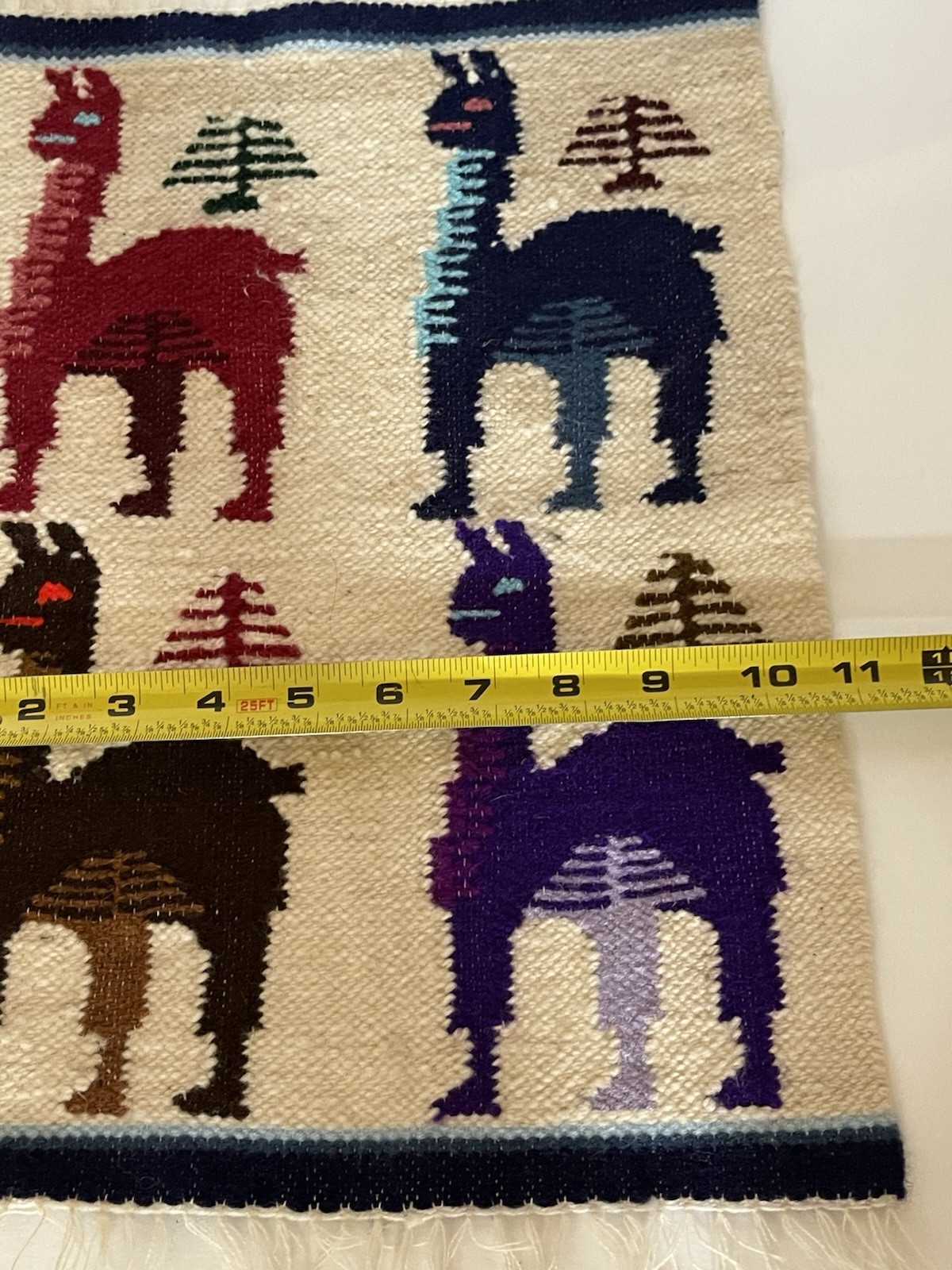 Peruvian colorful handwoven wool wall hangings-Llama, and Peruvian figures