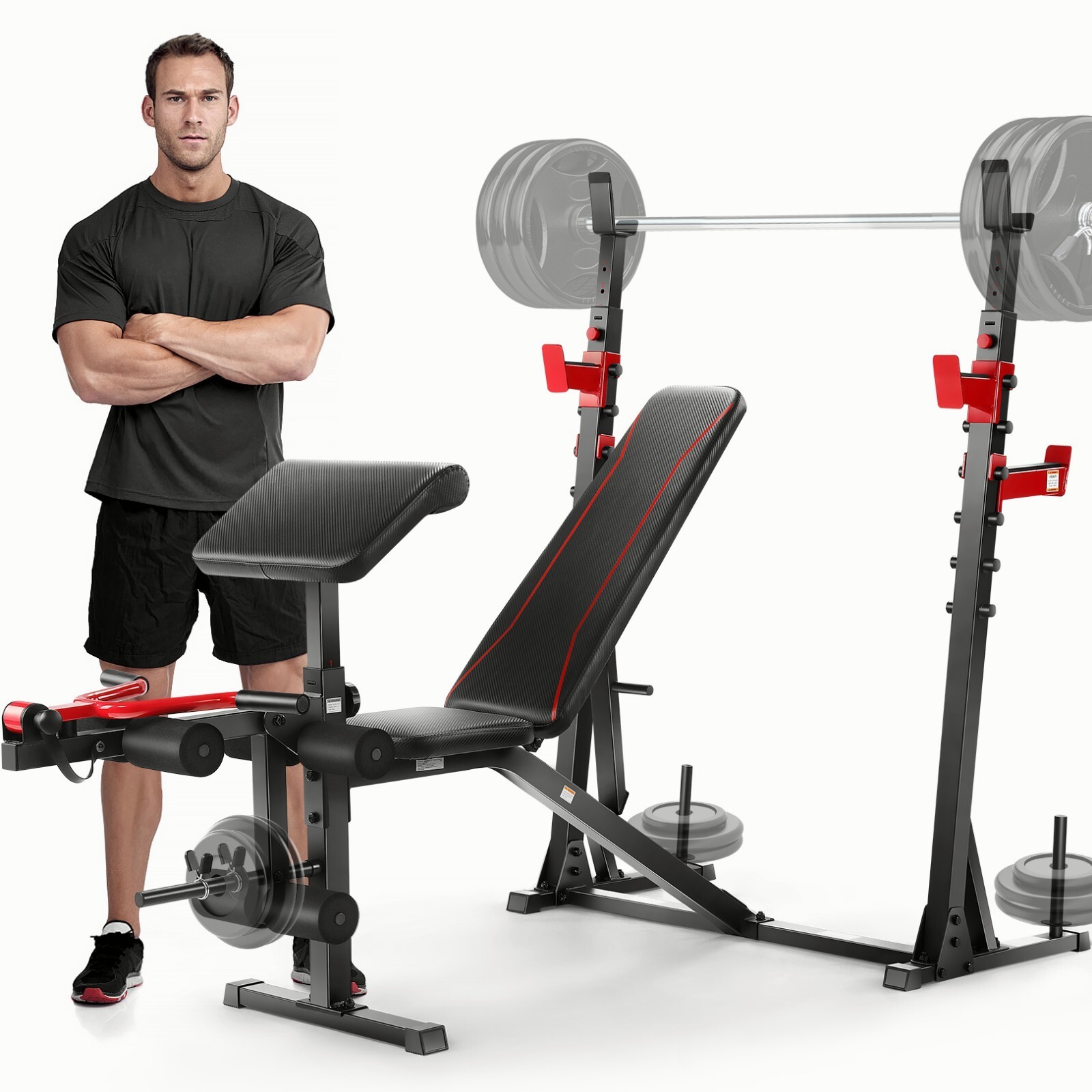 Weight Bench Adjustable Incline Decline Foldable Full Body Workout Gym 146