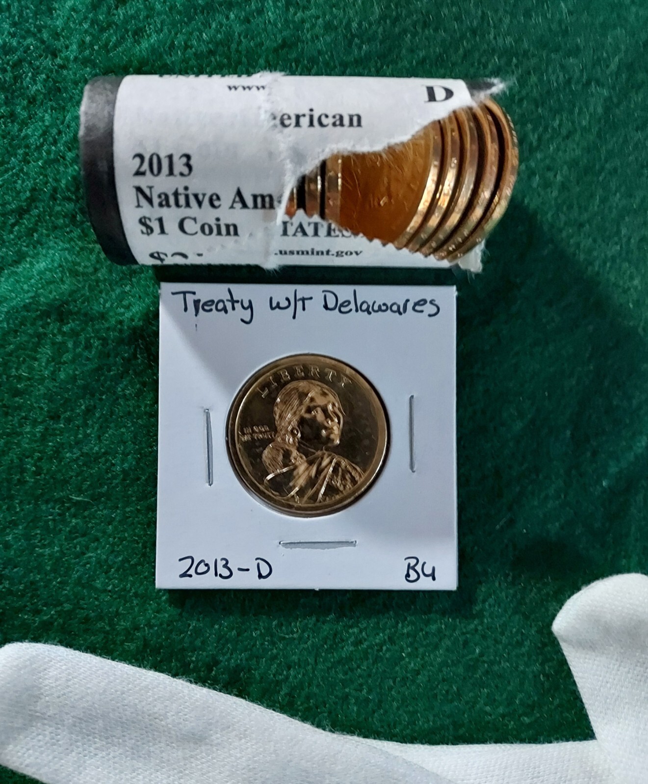 2013-D Native American Dollar Treaty with Delaware Uncirculated from Mint Roll