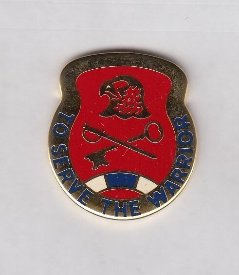 US Army 185th Support Brigade crest DUI badge I-21 c/b clutchback