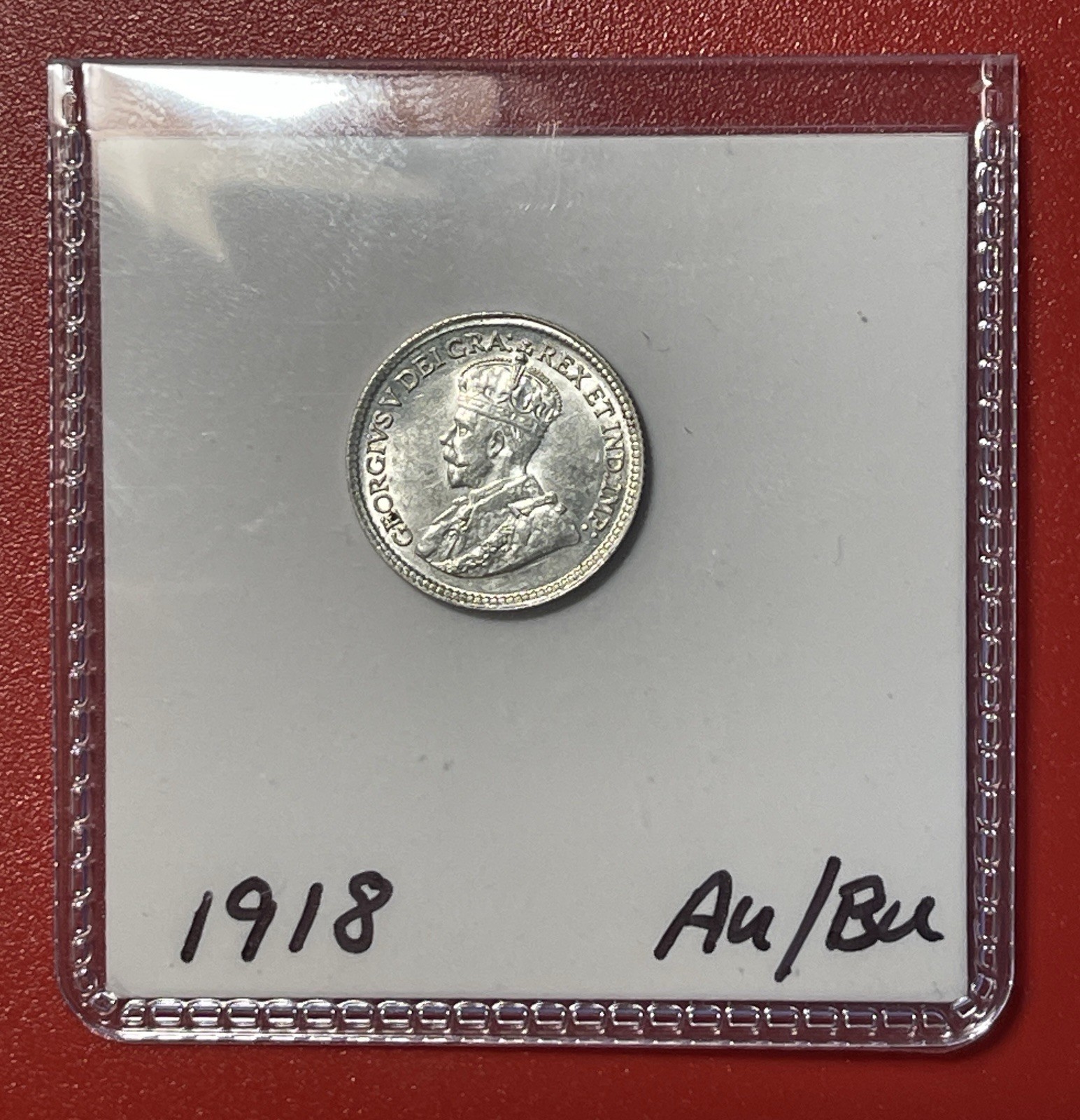 1918 Canada Silver 5 Cents, AU/BU.