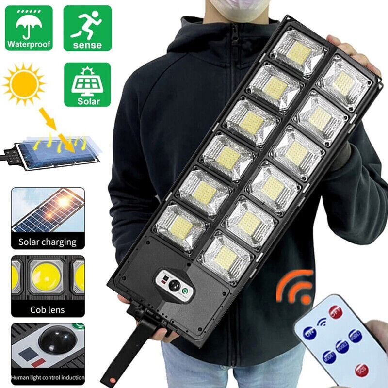 Commercial Outdoor Solar Street Light Motion Sensor Dusk to Dawn Big Road Lamp