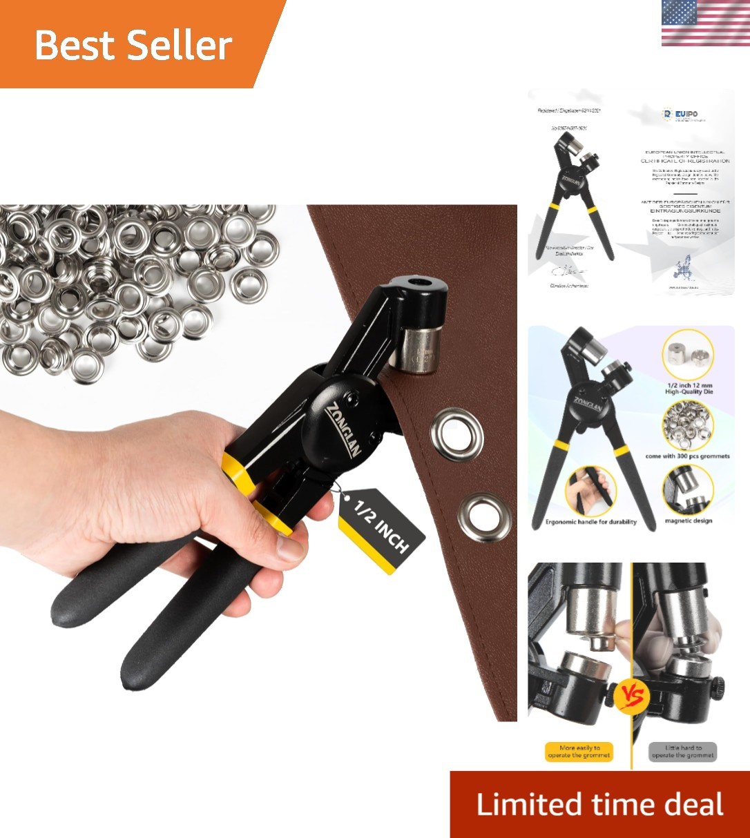 Versatile 300-Piece Grommet Tool Kit with Magnetic Mold for Effortless Crafting