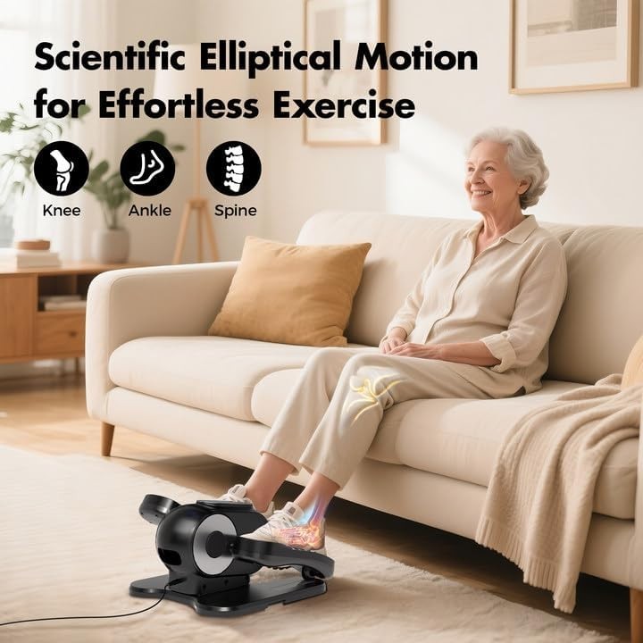 Under Desk Elliptical Machine,Quiet Pedal Exerciser with Remote Control,12 Speed