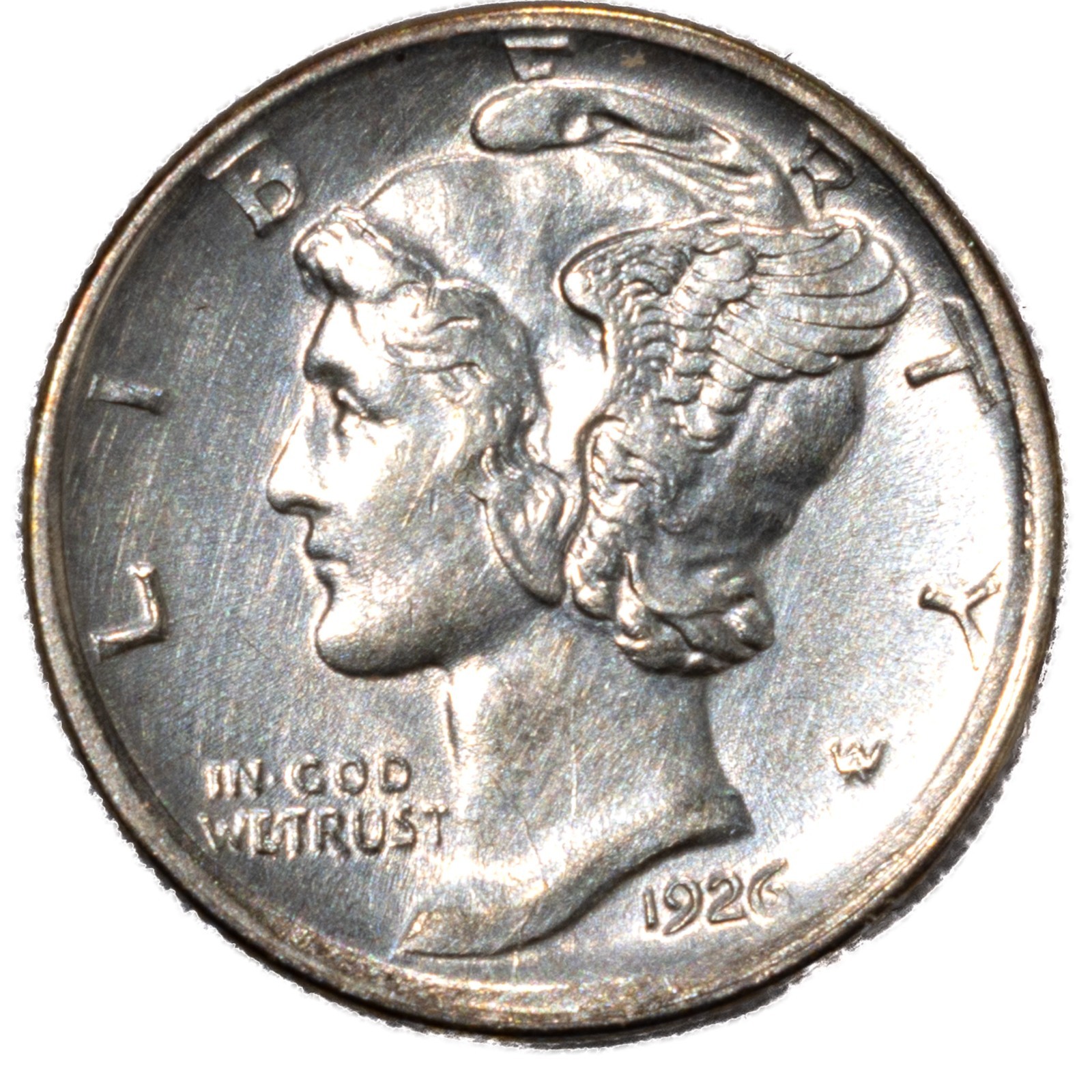 1926-D Mercury Dime 10C Denver Uncirculated UNC Detail Cleaned
