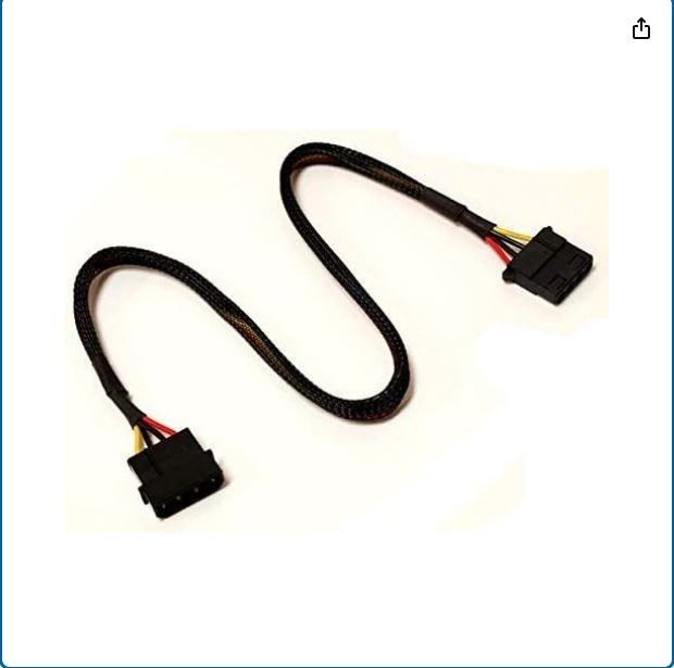 4-Pin Male to Female Molex Fan Power Extension Cable Sleeved 36inches FC44-36BKS